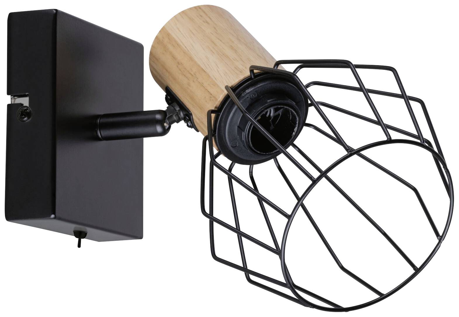 Paulmann Lanka 66766 Wandstrahler E14 Schwarz, Holz (hell)