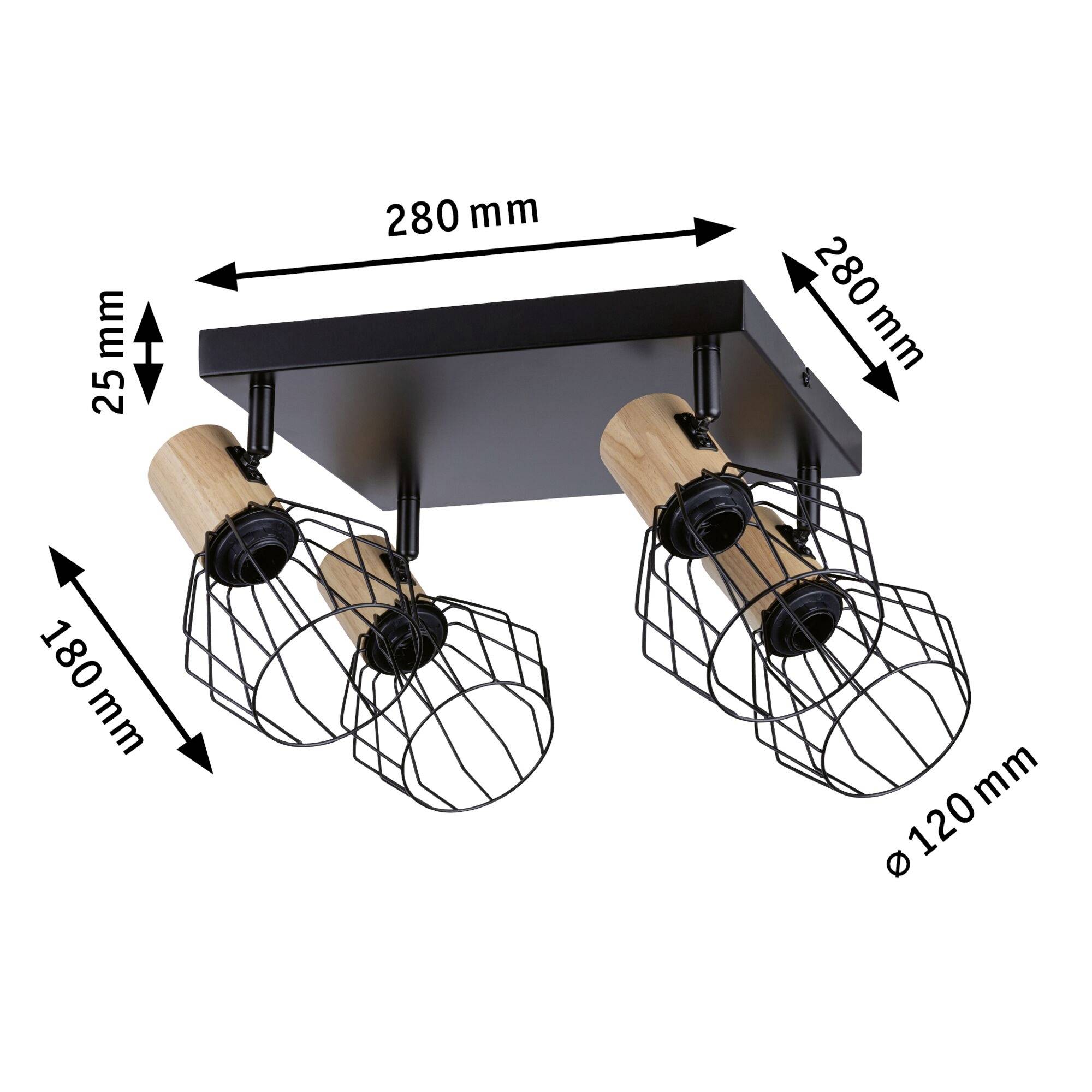 Paulmann Lanka 66769 Wandstrahler E14 Schwarz, Holz (hell)
