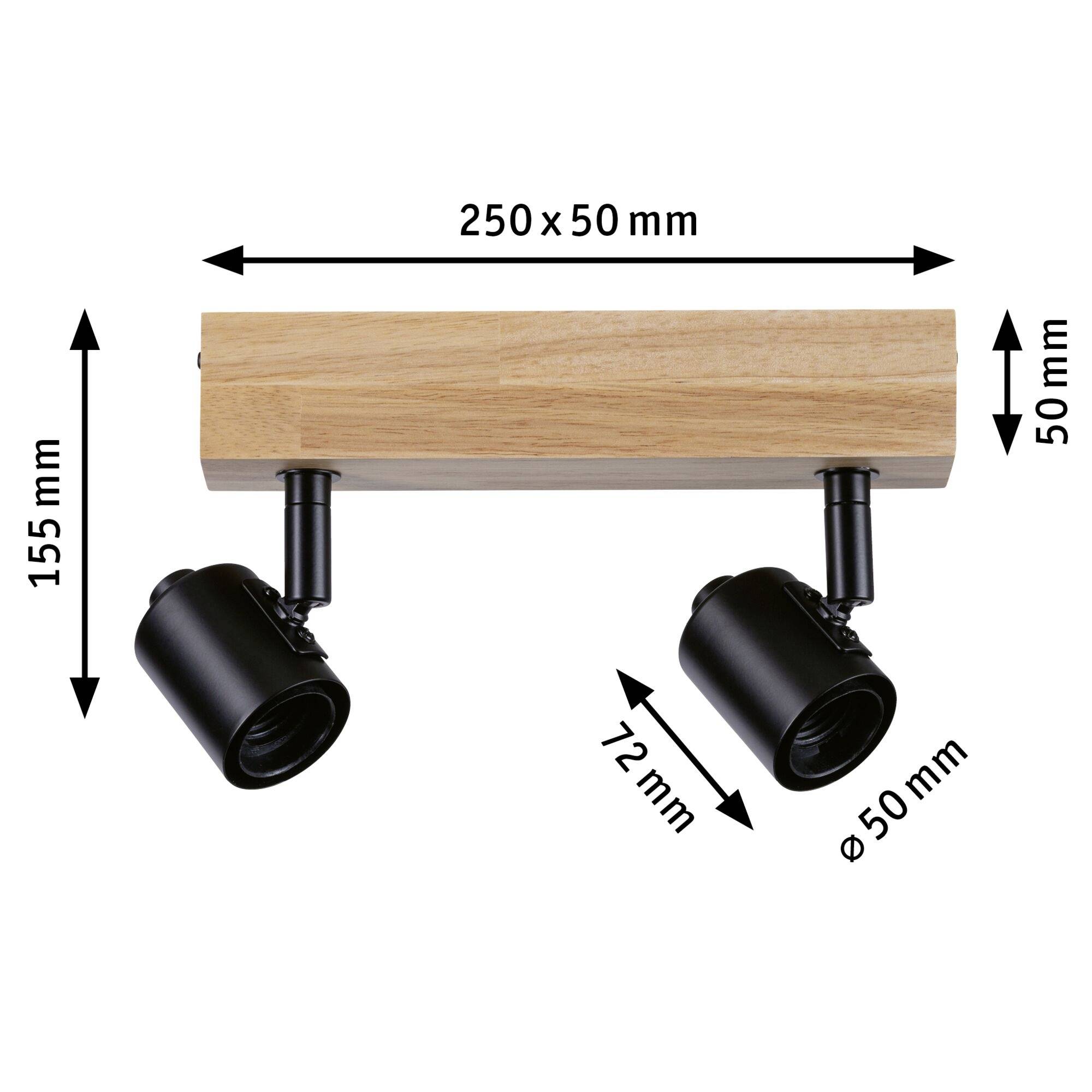 Paulmann Arvid 66771 Wandstrahler E27 Schwarz, Holz (hell)