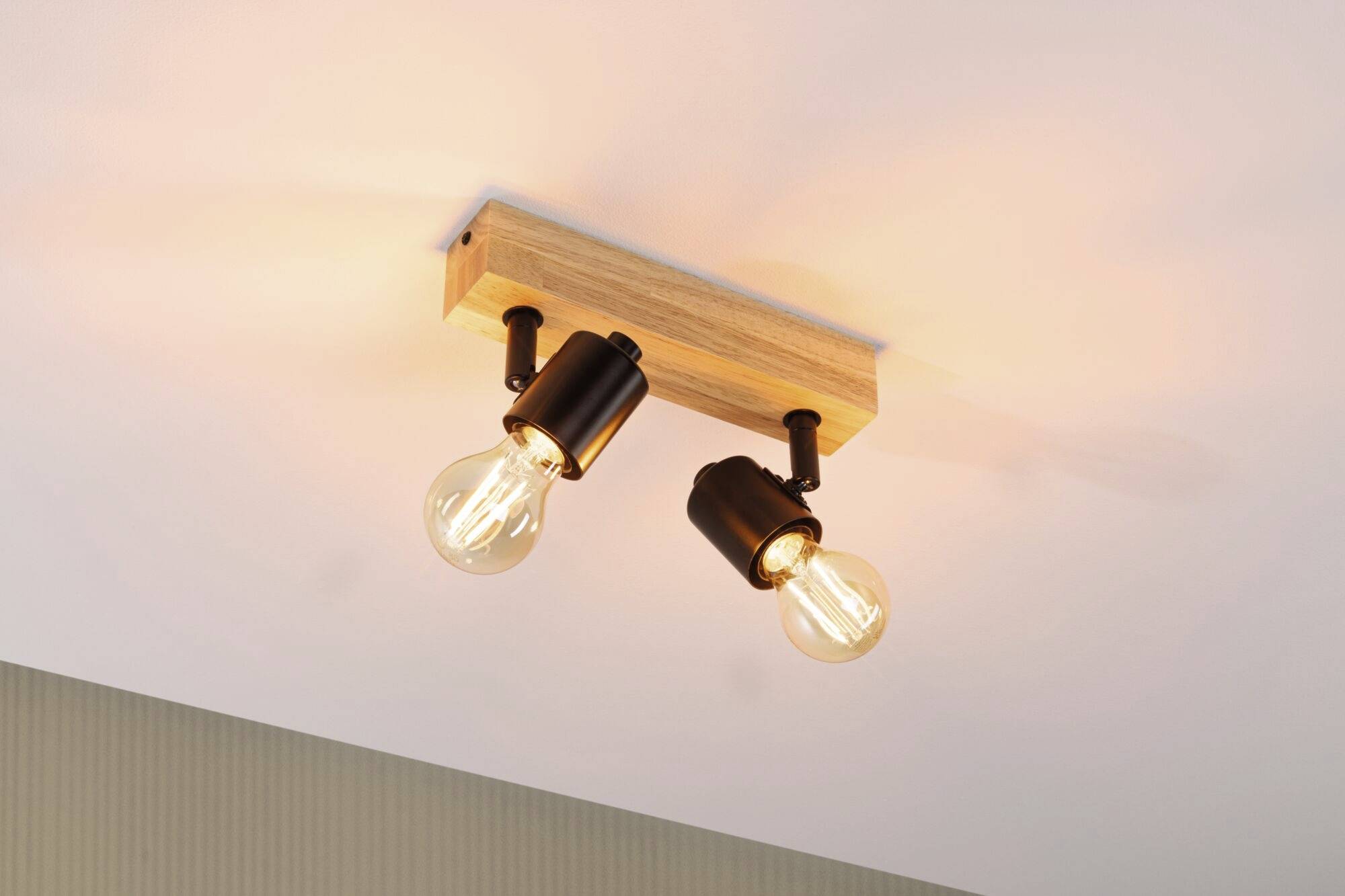 Paulmann Arvid 66771 Wandstrahler E27 Schwarz, Holz (hell)