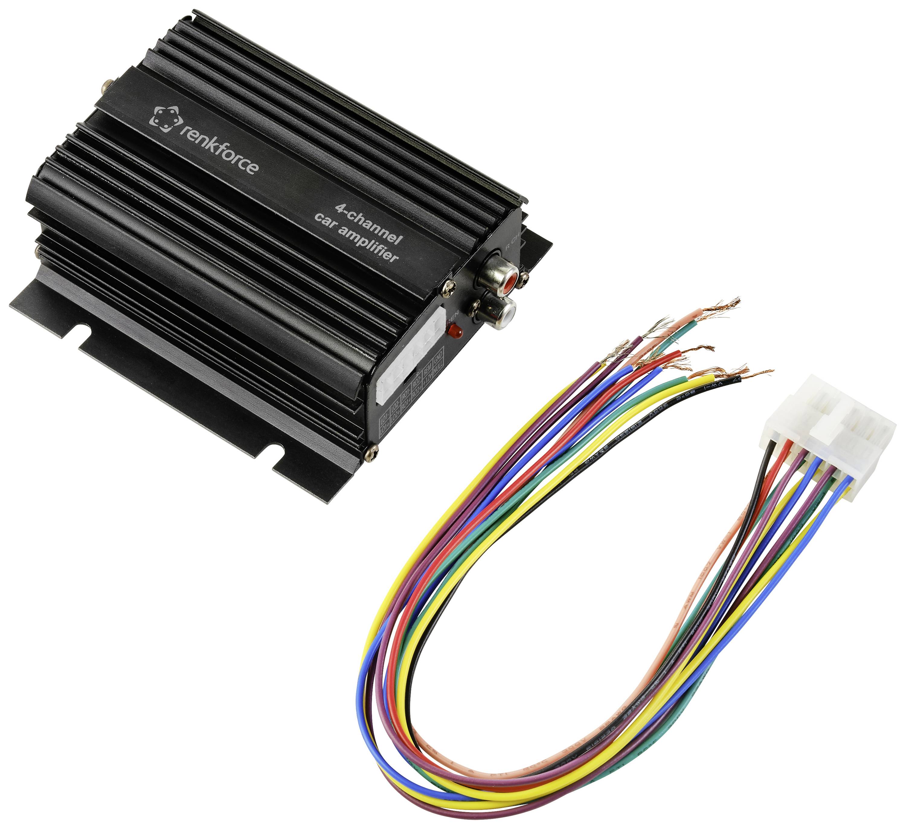 Renkforce RF-CMP-204 4-Kanal Endstufe 200 W Bluetooth®-/USB-Audiowiedergabe, Lautstärke-/Bass-/Höhen-Regelung