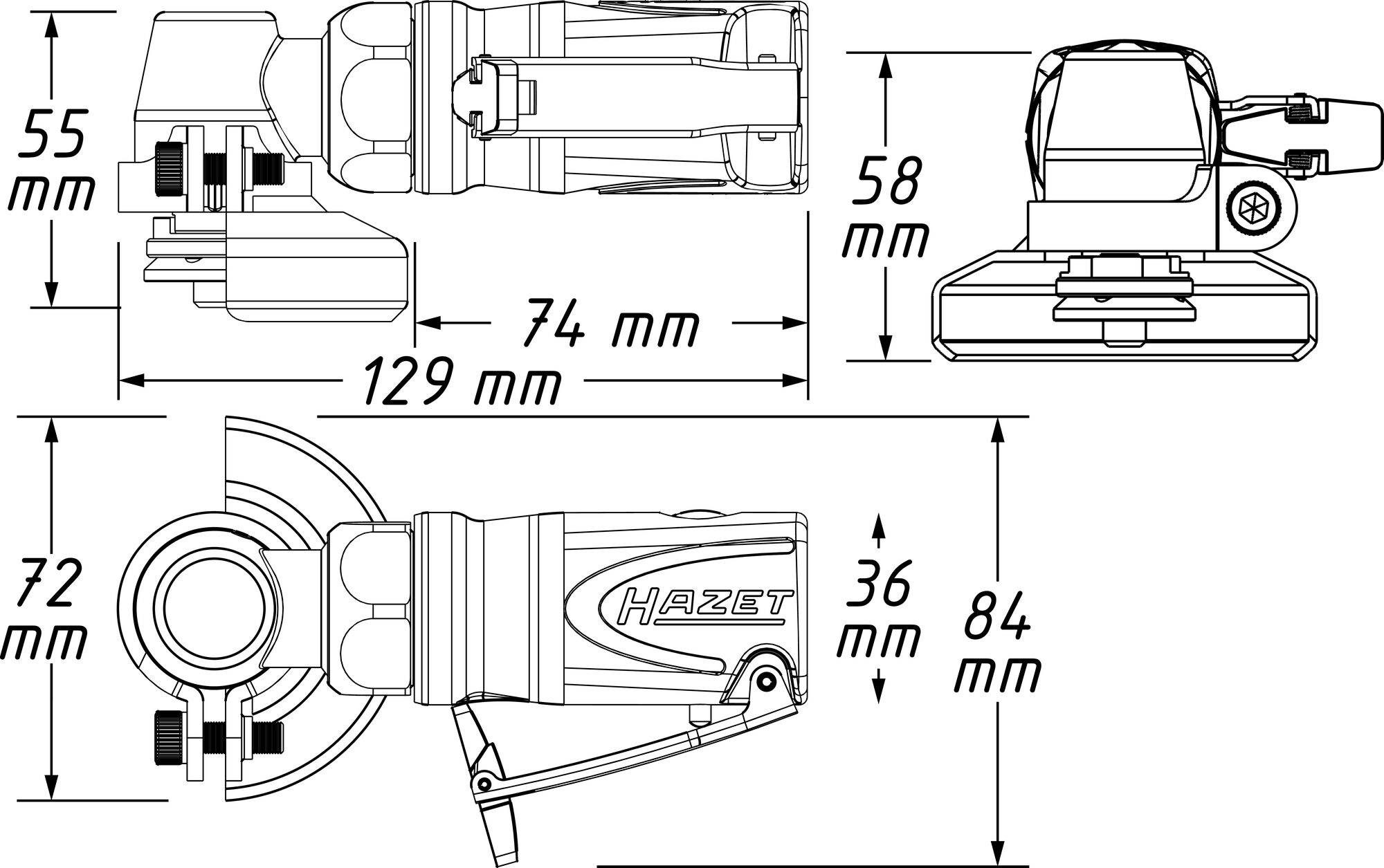 Hazet 9033M-7 Druckluft-Winkelschleifer