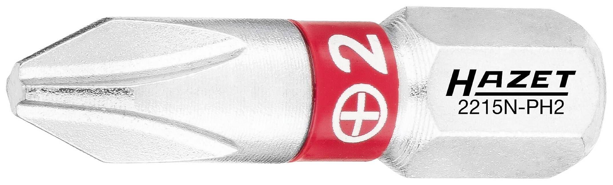 Schraubendrehereinsatz mit Kreuzschlitz-Profil, Größe PH2, von Hazet, Modellnummer 2215N-PH2, silber und rot markiert.