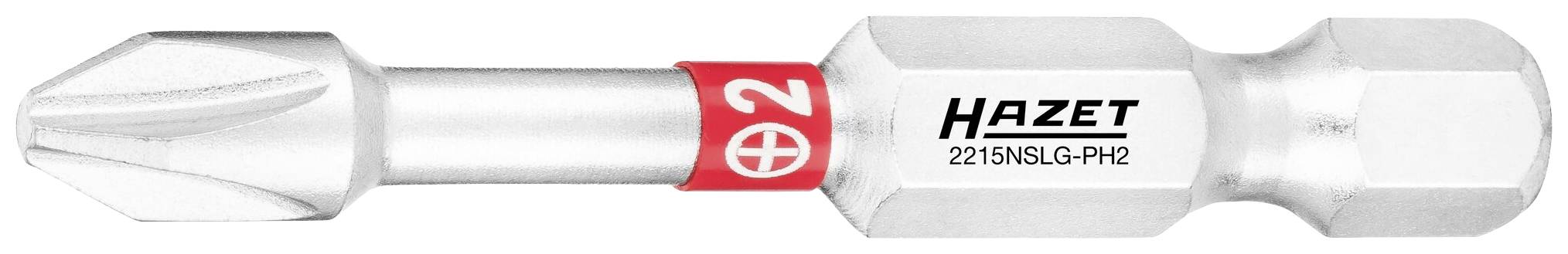 Kreuzschlitz-Bit von HAZET mit PHR2-Spitze und rotem Ring; Modell 2215NSLG-PHR2, geeignet für Schraubarbeiten.