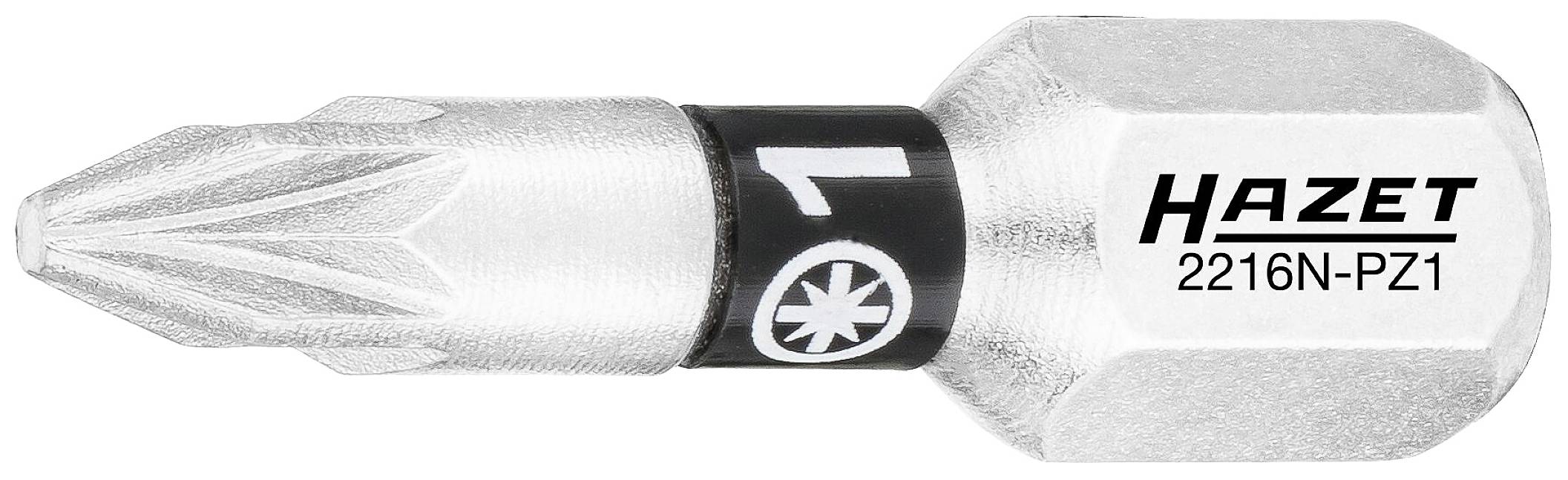 Kreuzschlitz-Bit mit Aufschrift 'HAZET 2216N-PZ1', silbern, für Schraubendreher.