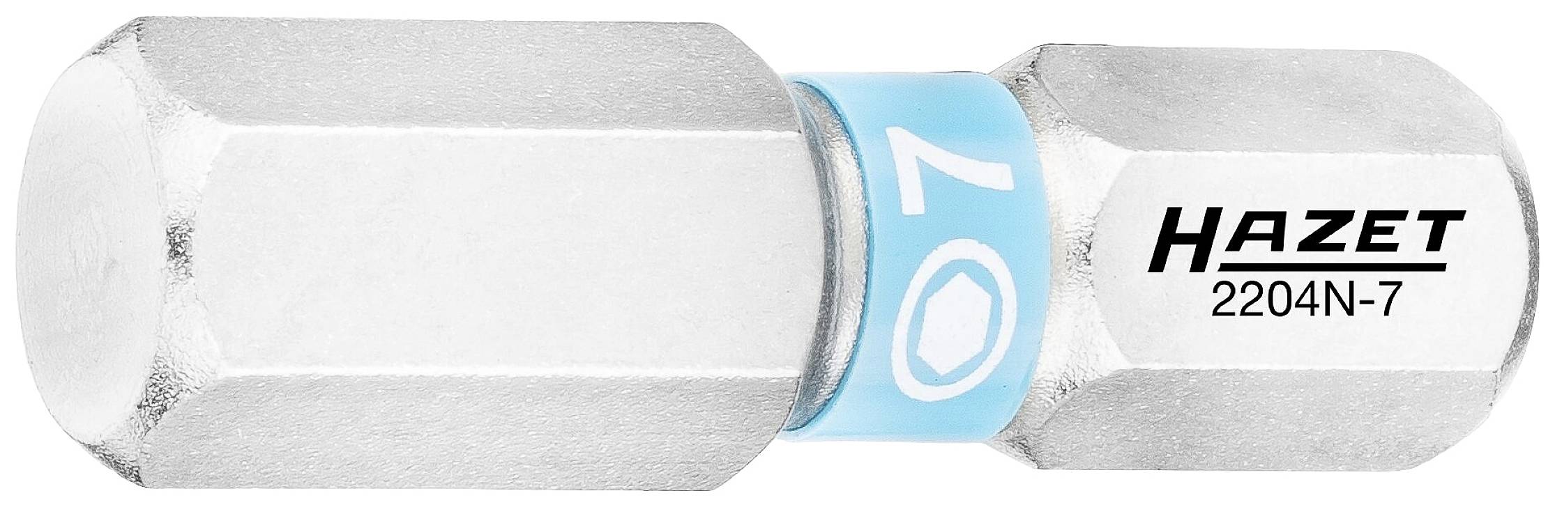 Metrische Steckschlüssel-Einsatz von Hazet mit der Aufschrift '2204N-7', silberfarben, für präzises Arbeiten an Schrauben und Muttern.