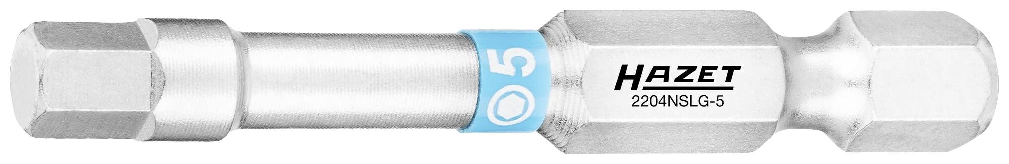 Abgebildet ist ein metallischer Schraubendrehereinsatz mit der Aufschrift 'HAZET 220ANSLG-5', geeignet für präzises Arbeiten.