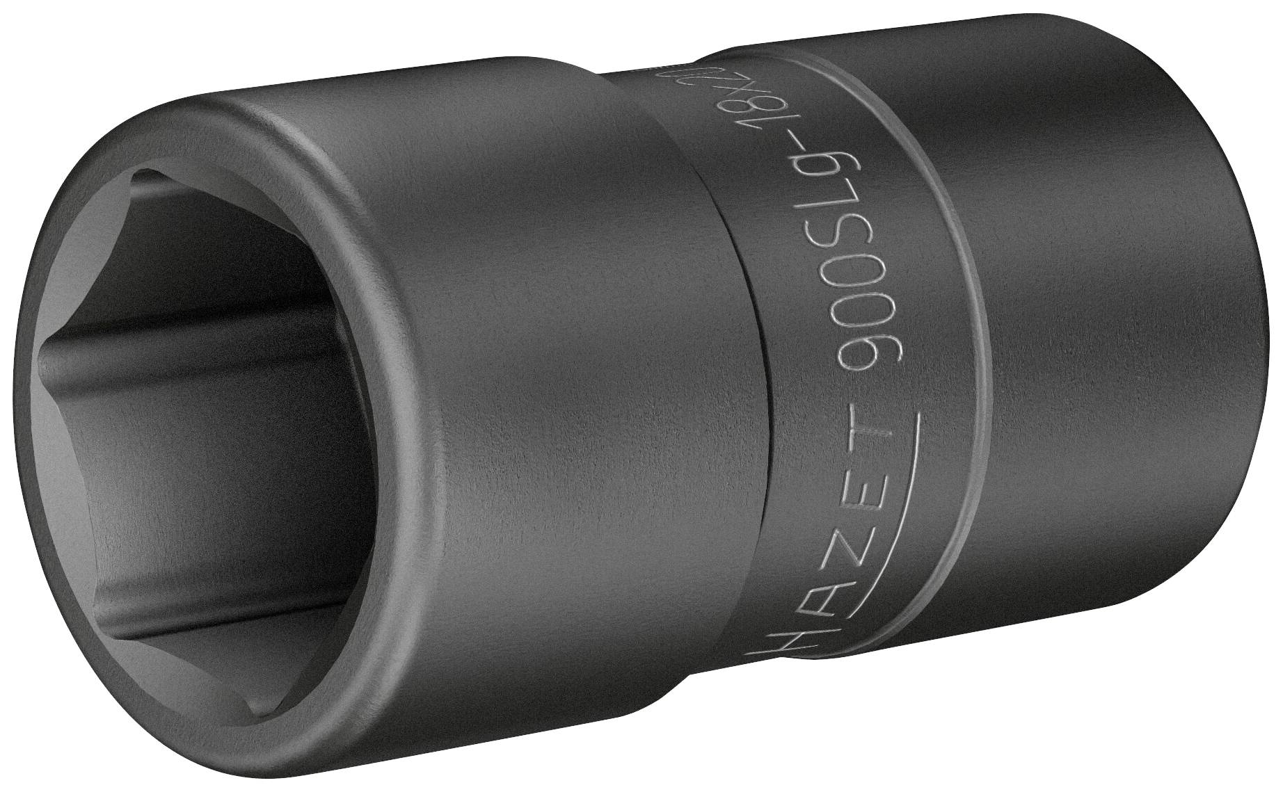 Eine dunkelgraue Hazet-Stecknuss, Modellnummer 900SLG-19, die für den Einsatz in Verbindung mit Werkzeugen zur Befestigung geeignet ist.