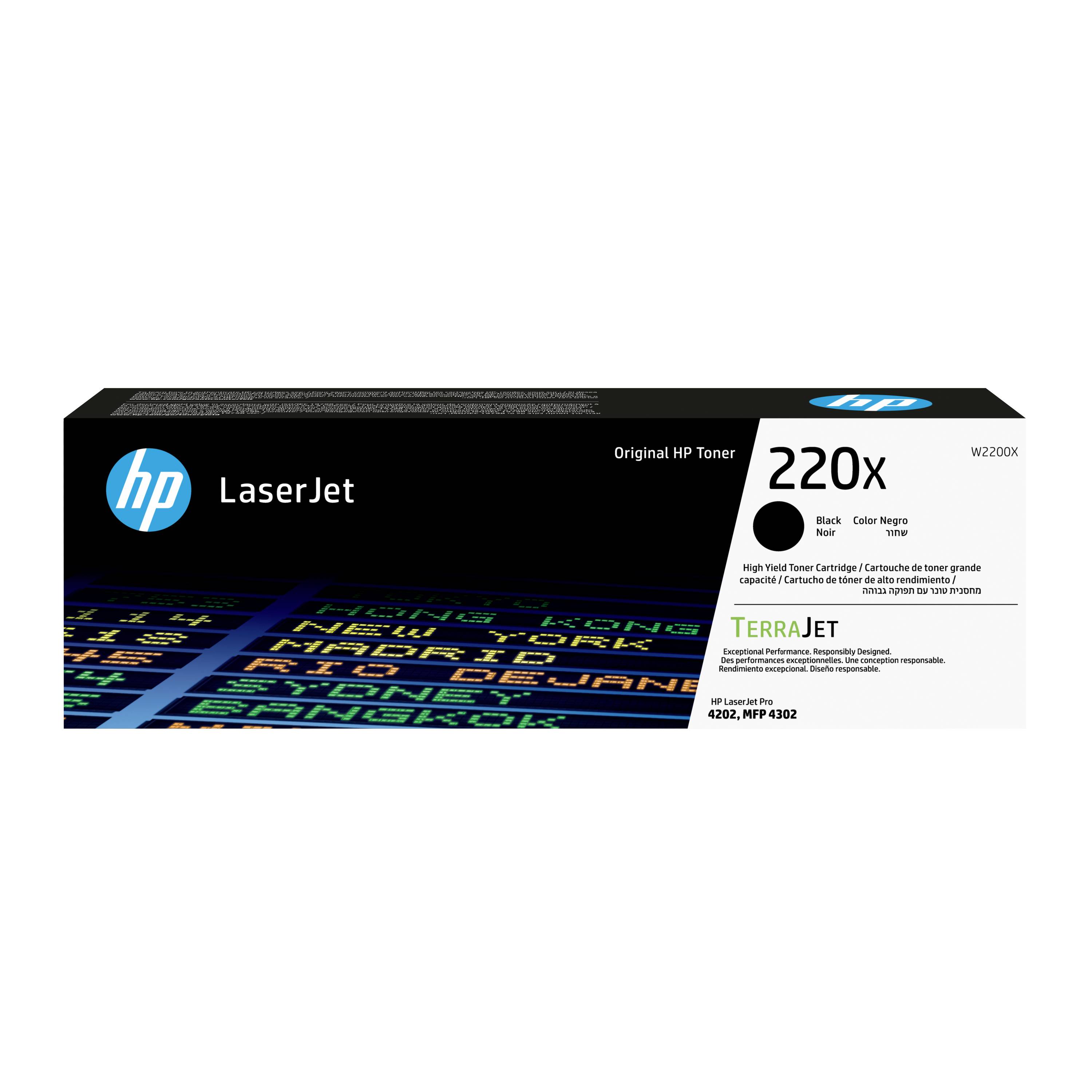 HP LaserJet 220X schwarze Tonerpatrone Karton mit HP-Logo und TerraJet-Branding.