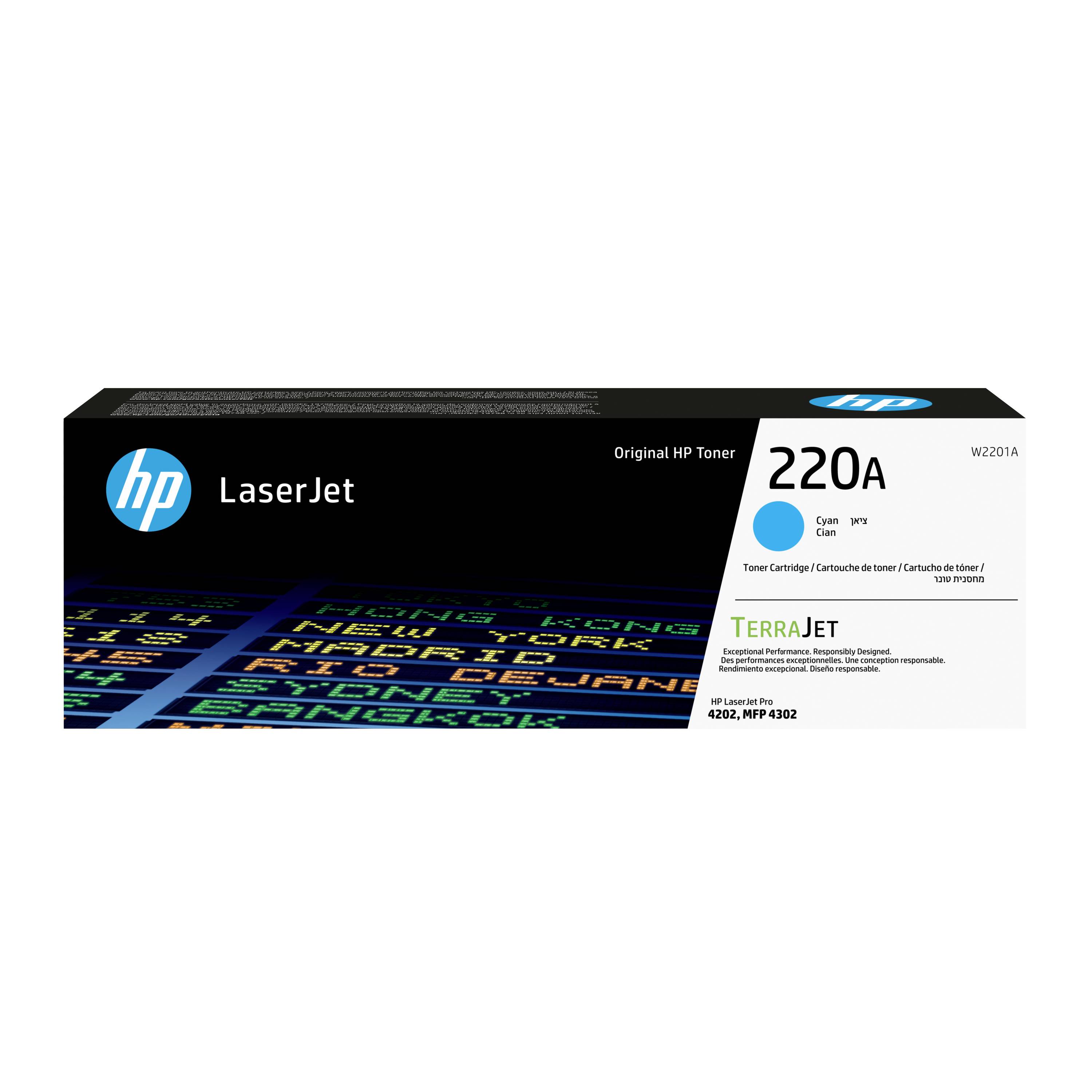 Druckerkartusche für HP LaserJet 220A in Cyan, mit Kennzeichnung W2201A, für HP LaserJet Drucker.