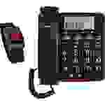 Amplicomms BigTel 50 Schnurgebundenes Seniorentelefon für Hörgeräte kompatibel, inkl. Notrufsender, Wahlwiederholung LED-Display