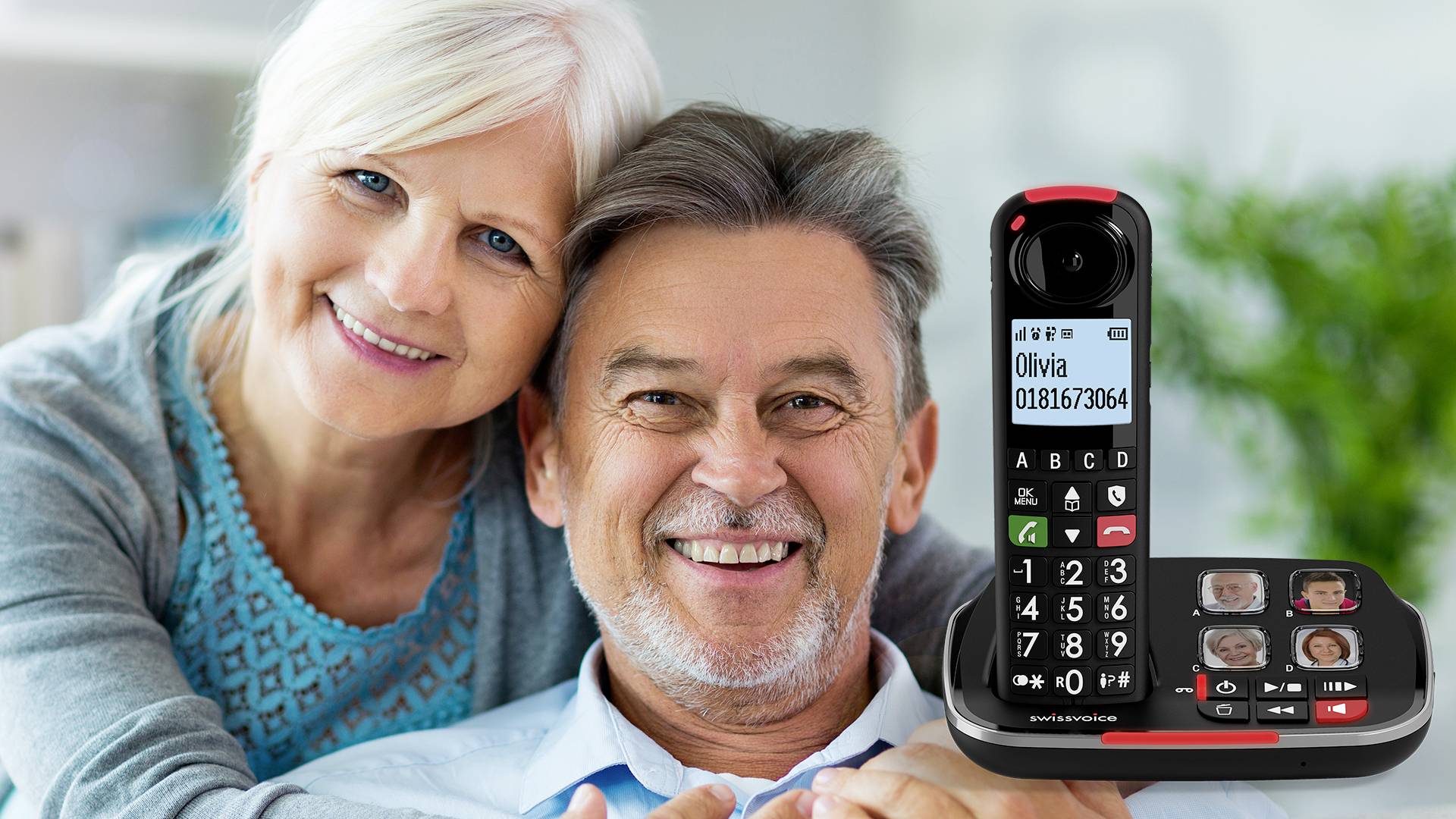 SwissVoice Xtra 2355 Duo Schnurloses Seniorentelefon Anrufbeantworter, Foto-Tasten, Freisprechen, für Hörgeräte kompatibel, Wahlwiederholung Beleuc