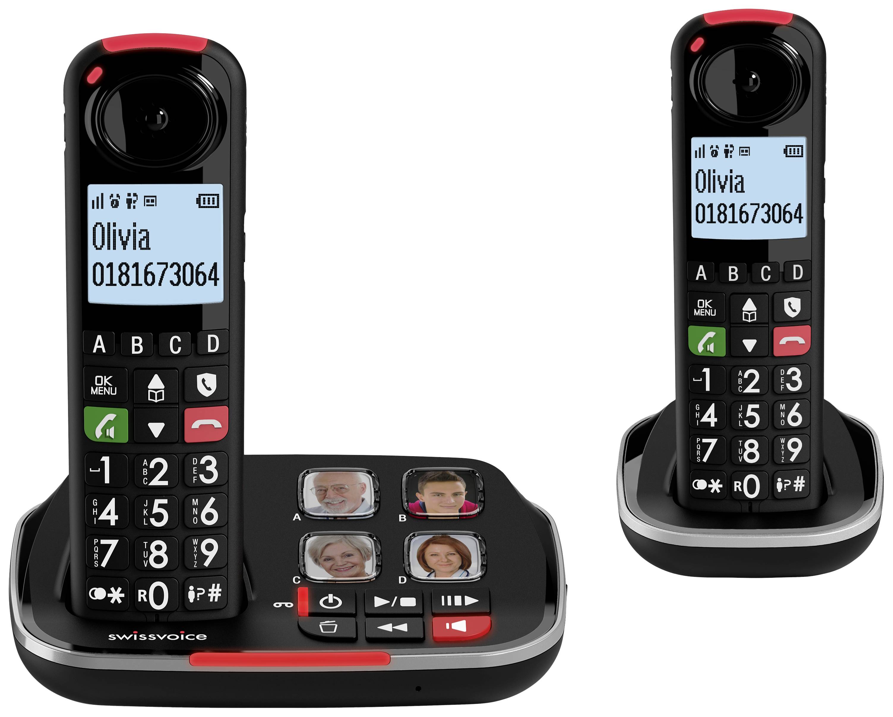 SwissVoice Xtra 2355 Duo Schnurloses Seniorentelefon Anrufbeantworter, Foto-Tasten, Freisprechen, f