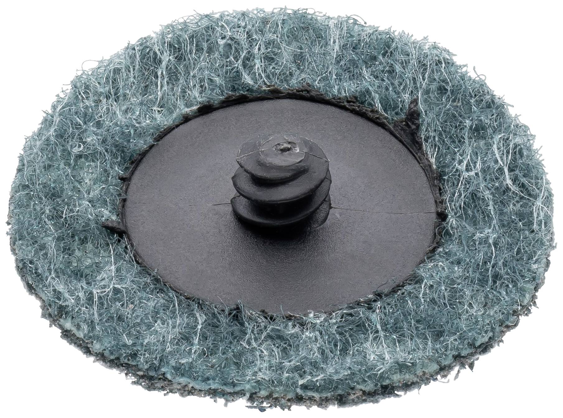 Schleifscheibe mit grün-blauem Schleifvlies und schwarzem Kunststoff-Zentrum