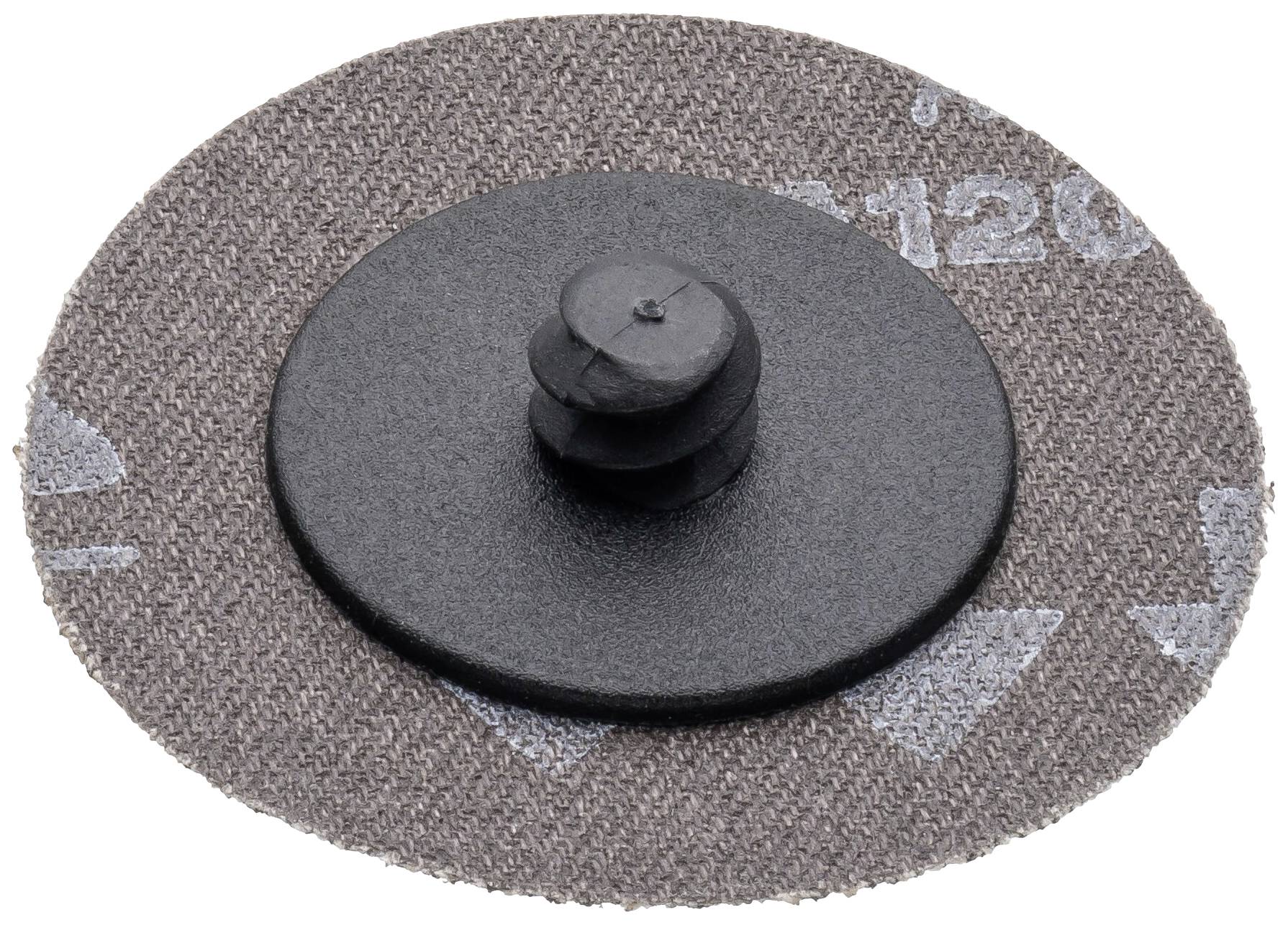 Klett-Schleifscheibe mit zentraler Befestigungsschraube, grobkörnige Oberfläche, für das manuelle oder maschinelle Schleifen geeignet.