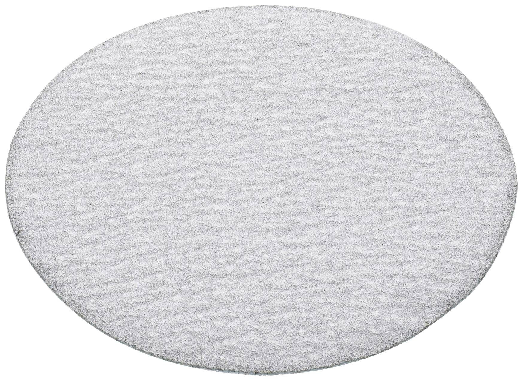 Ein kreisförmiges, flaches, weißes Polierpad mit einer texturierten Oberfläche. Geeignet für Reinigung oder Poliermaschinen.