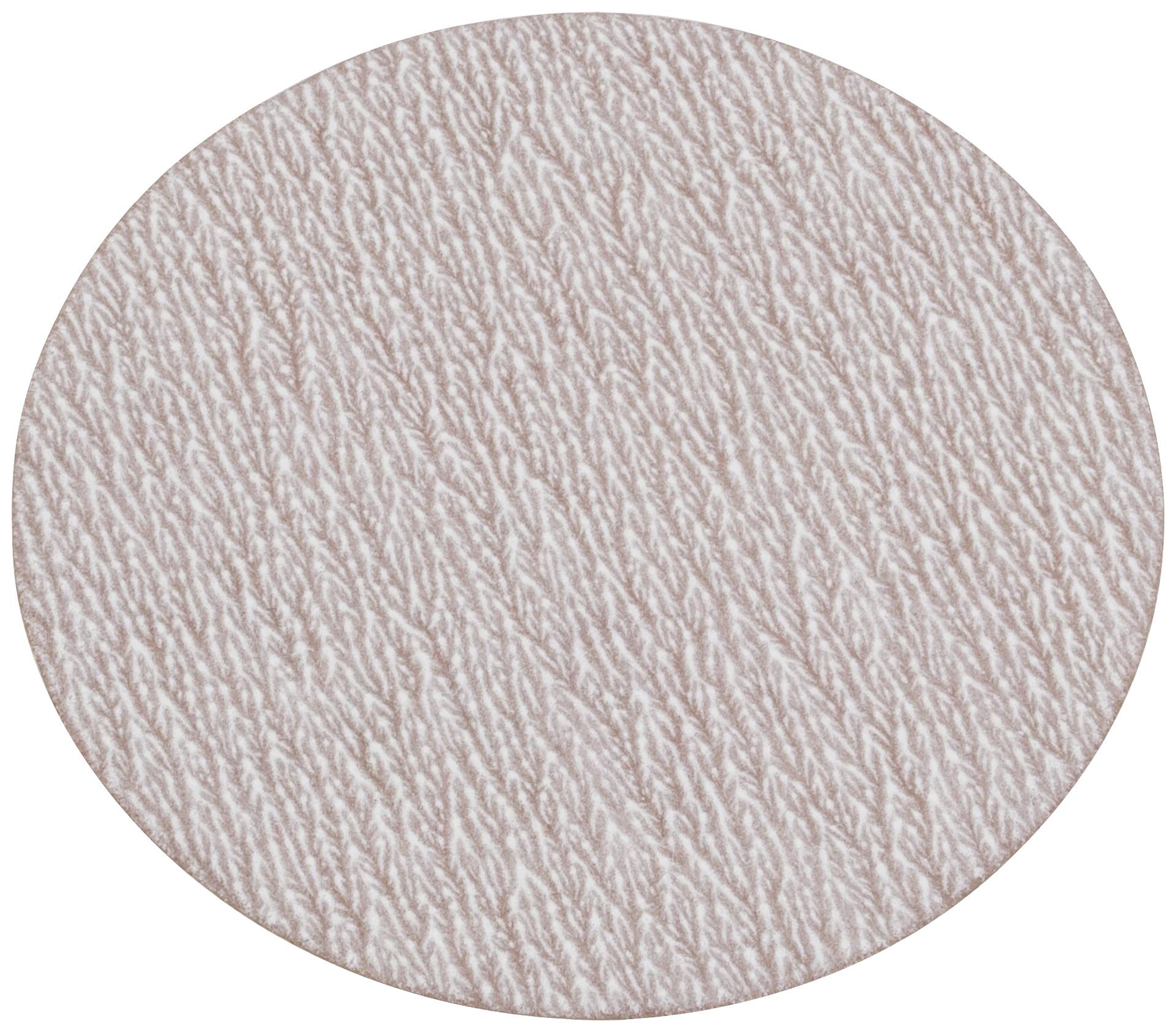 Eine runde, leicht raue Oberfläche in blassem Rosa, erinnert an Filz oder Stoff.