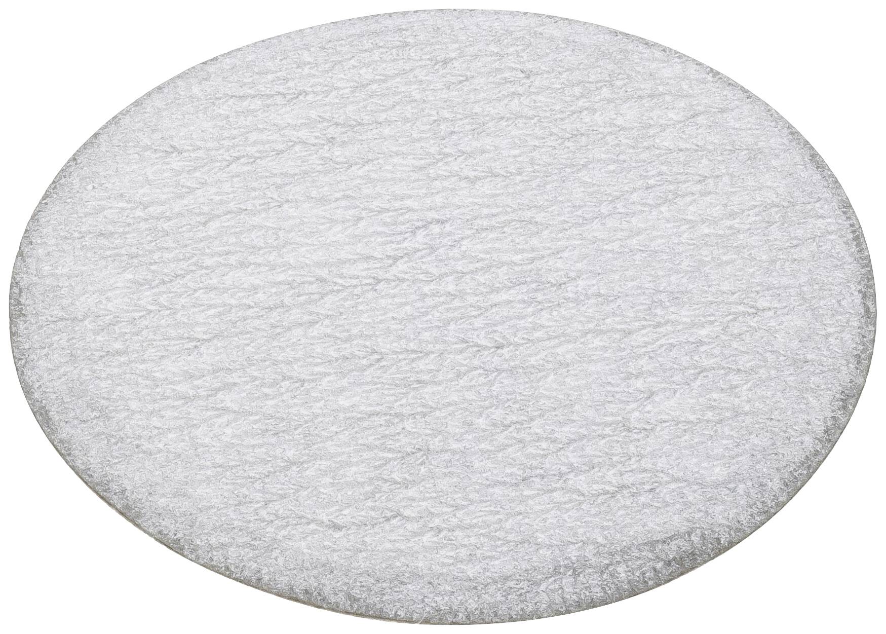 Ein runder, weißer Reinigungspad mit texturierter Oberfläche, häufig zur Bodenreinigung verwendet.