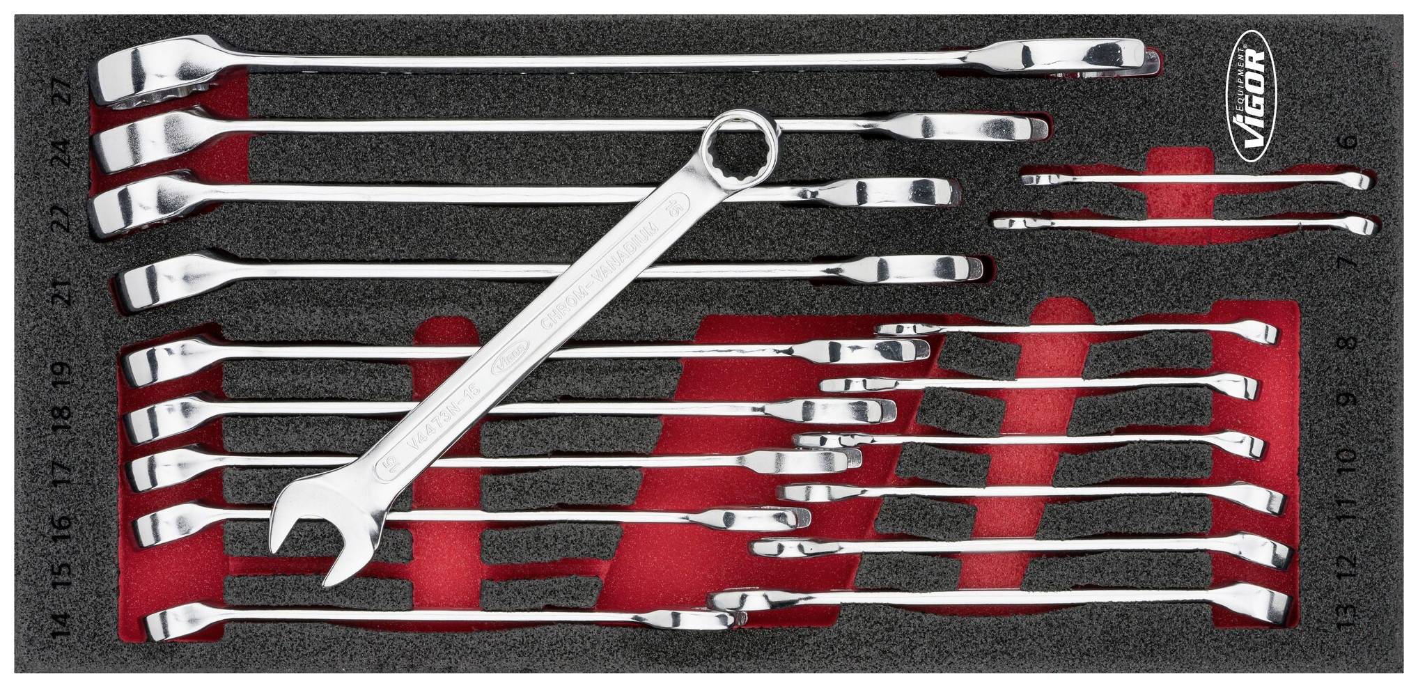 Vigor V6723 V6723 Ring-Maulschlüssel-Satz Schlüsselweite (Metrisch) 8 - 19 mm