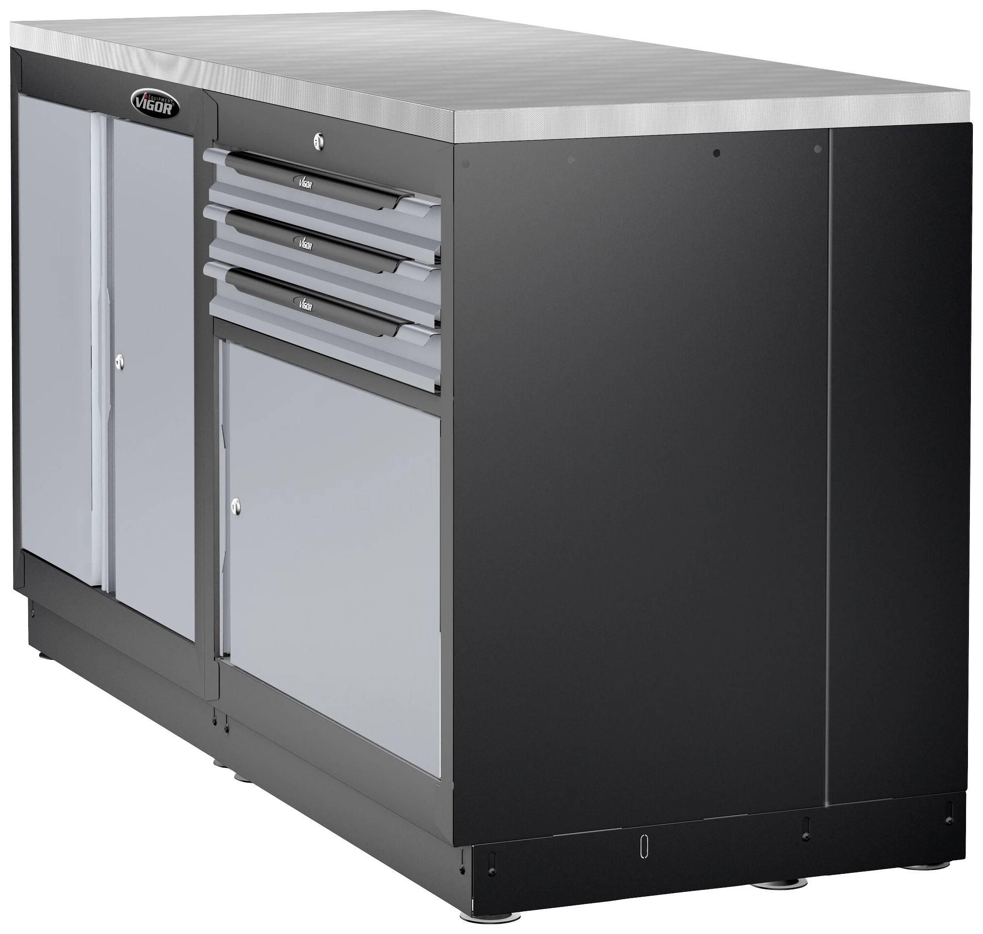 Vigor V6000-02XL V6000-02XL Unterschrank (B x H x T) 500 x 953 x 861 mm Schwarz (RAL 9005), Grau