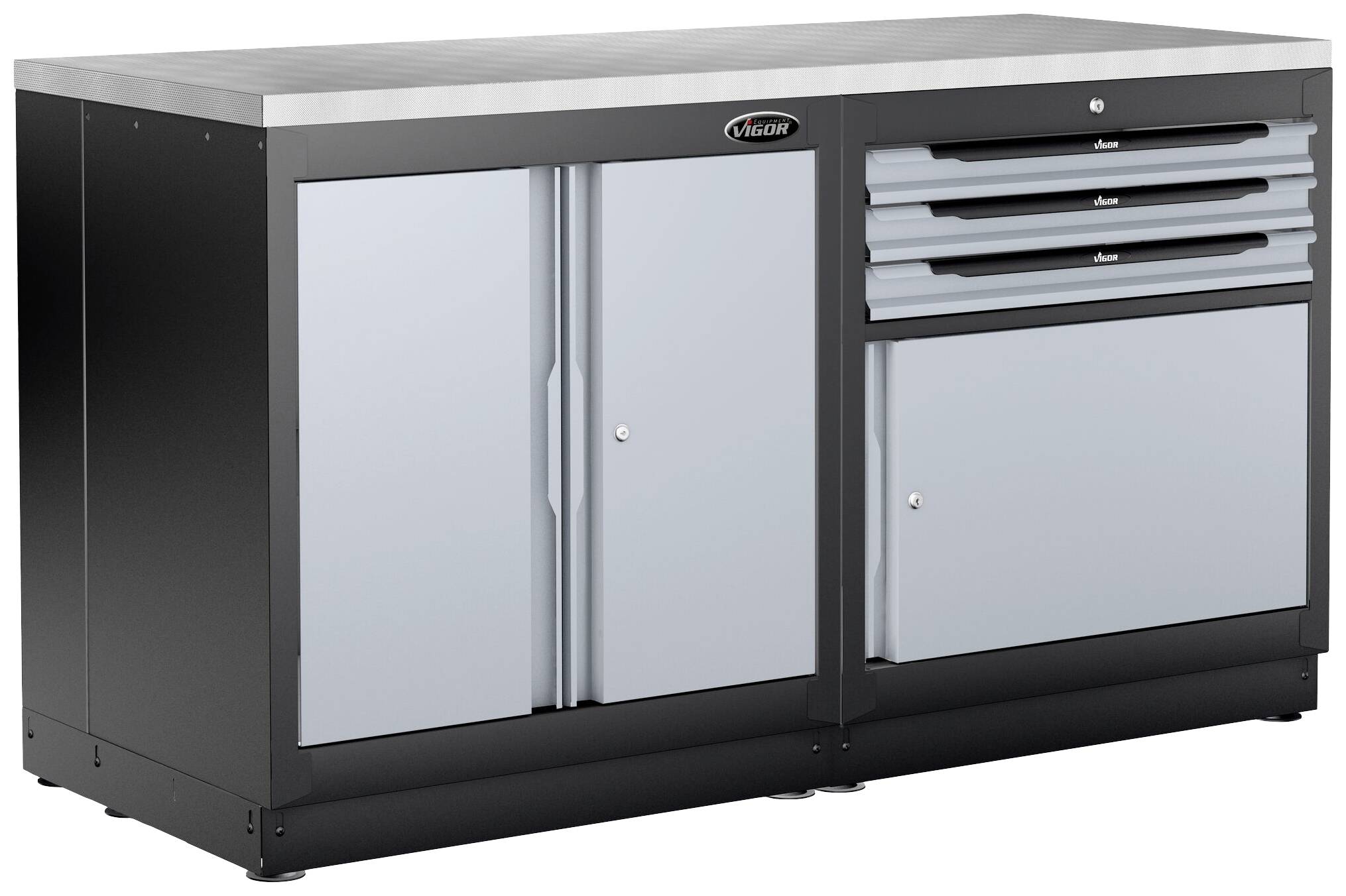 Vigor V6000-02XL V6000-02XL Unterschrank (B x H x T) 500 x 953 x 861 mm Schwarz (RAL 9005), Grau