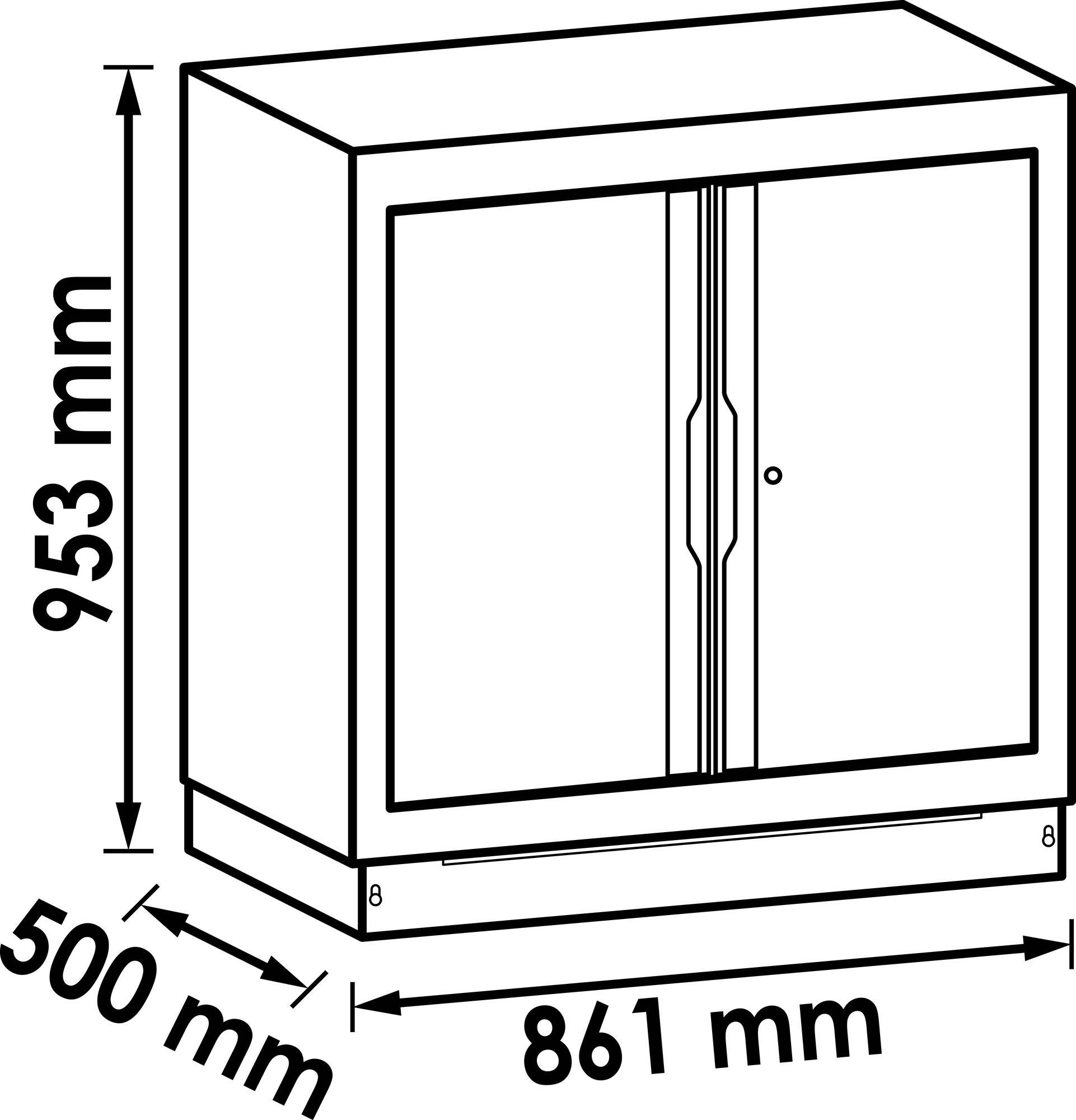 Vigor V6000-02XL V6000-02XL Unterschrank (B x H x T) 500 x 953 x 861 mm Schwarz (RAL 9005), Grau