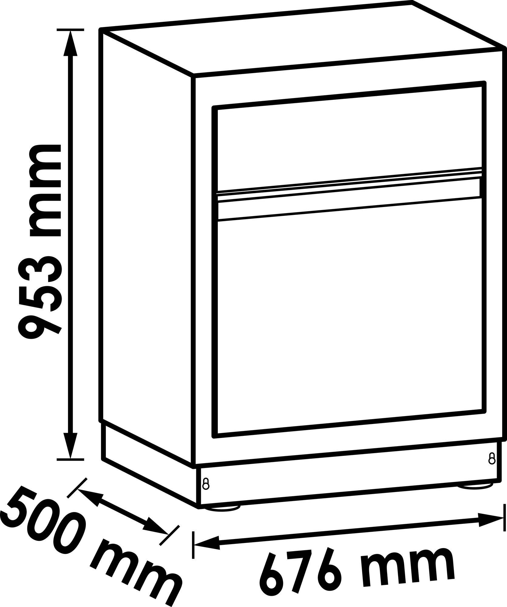 Vigor V6000-033 V6000-033 Unterschrank (B x H x T) 500 x 953 x 676 mm Schwarz (RAL 9005), Grau