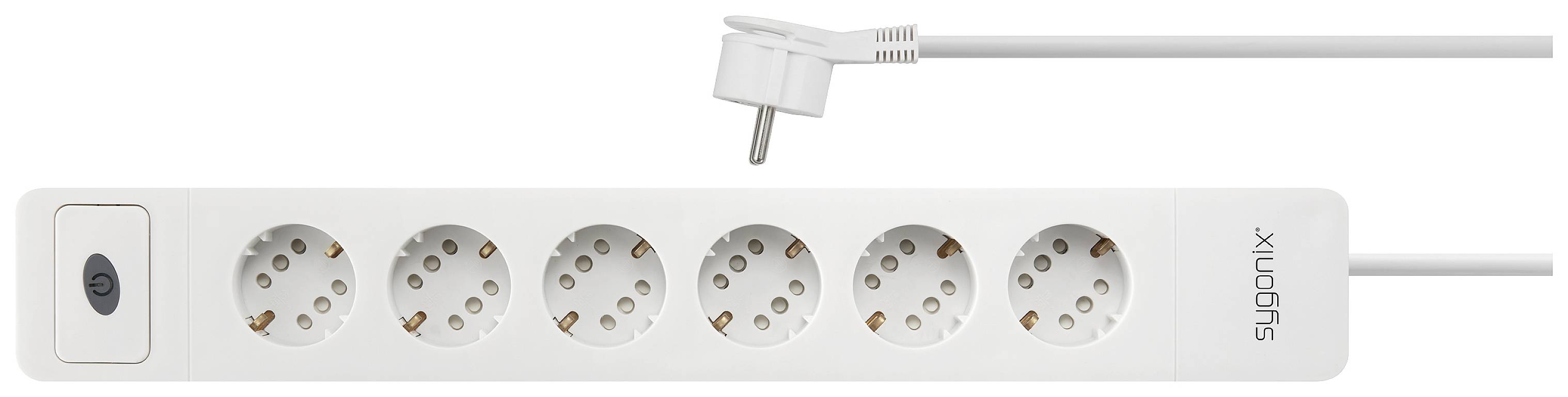 Sygonix SY-5145332 Steckdosenleiste mit Schalter 12fach Weiß, Grau Schutzkontakt 1St.