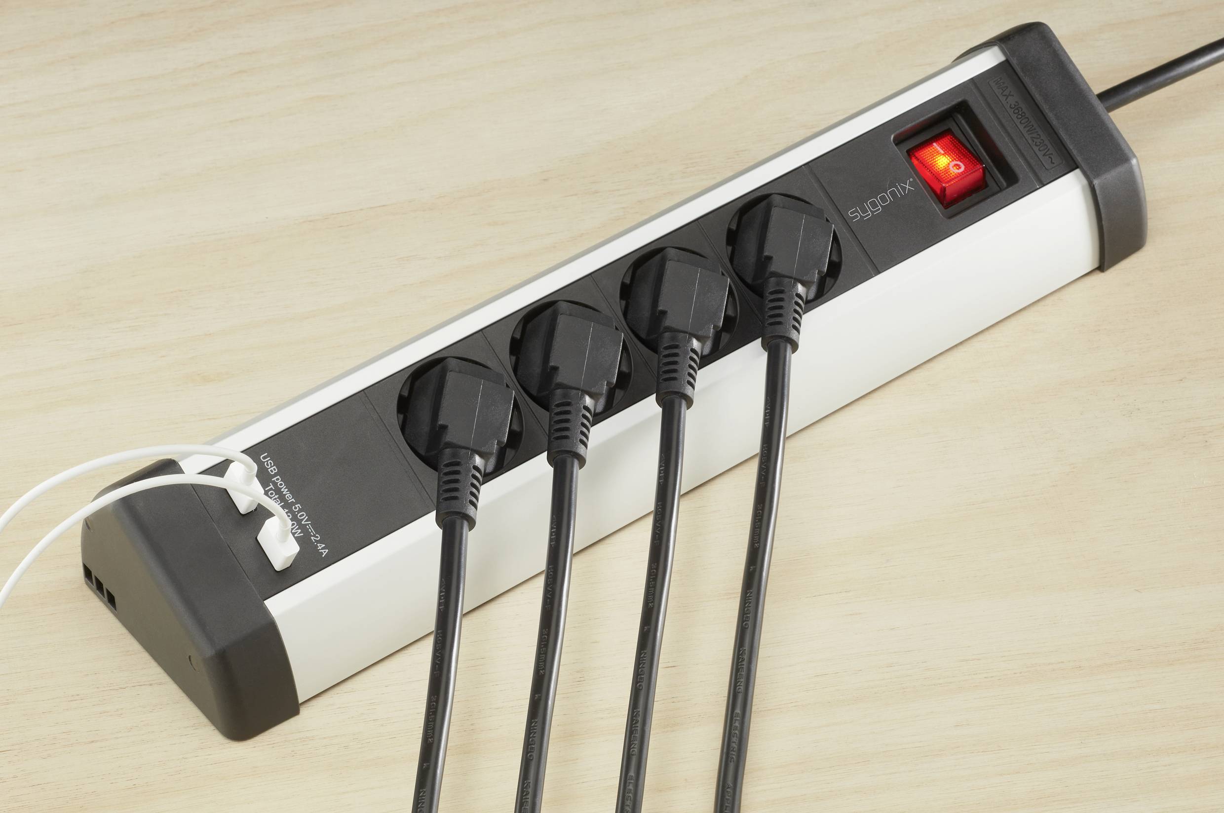 Sygonix SY-5145336 Tischsteckdose Schwarz, Silber Schutzkontakt 1St.