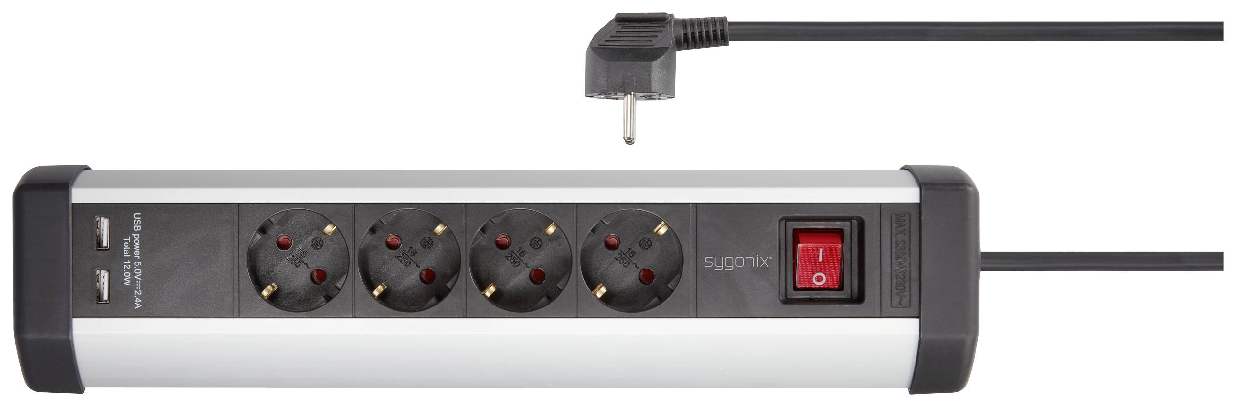 Sygonix SY-5145336 Tischsteckdose Schwarz, Silber Schutzkontakt 1St.