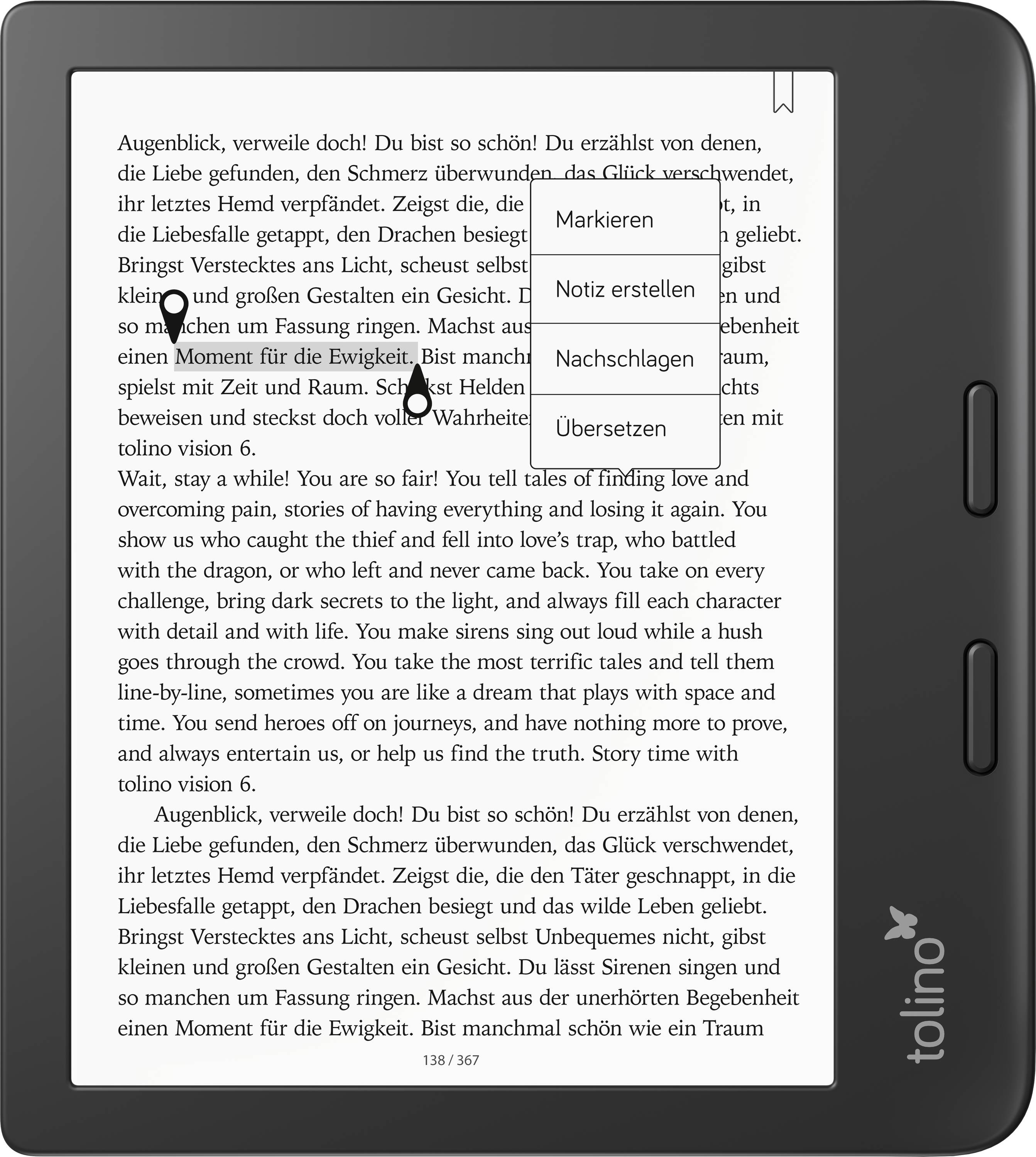 Tolino Vision 6 eBook-Reader 17.8 cm (7 Zoll) Schwarz