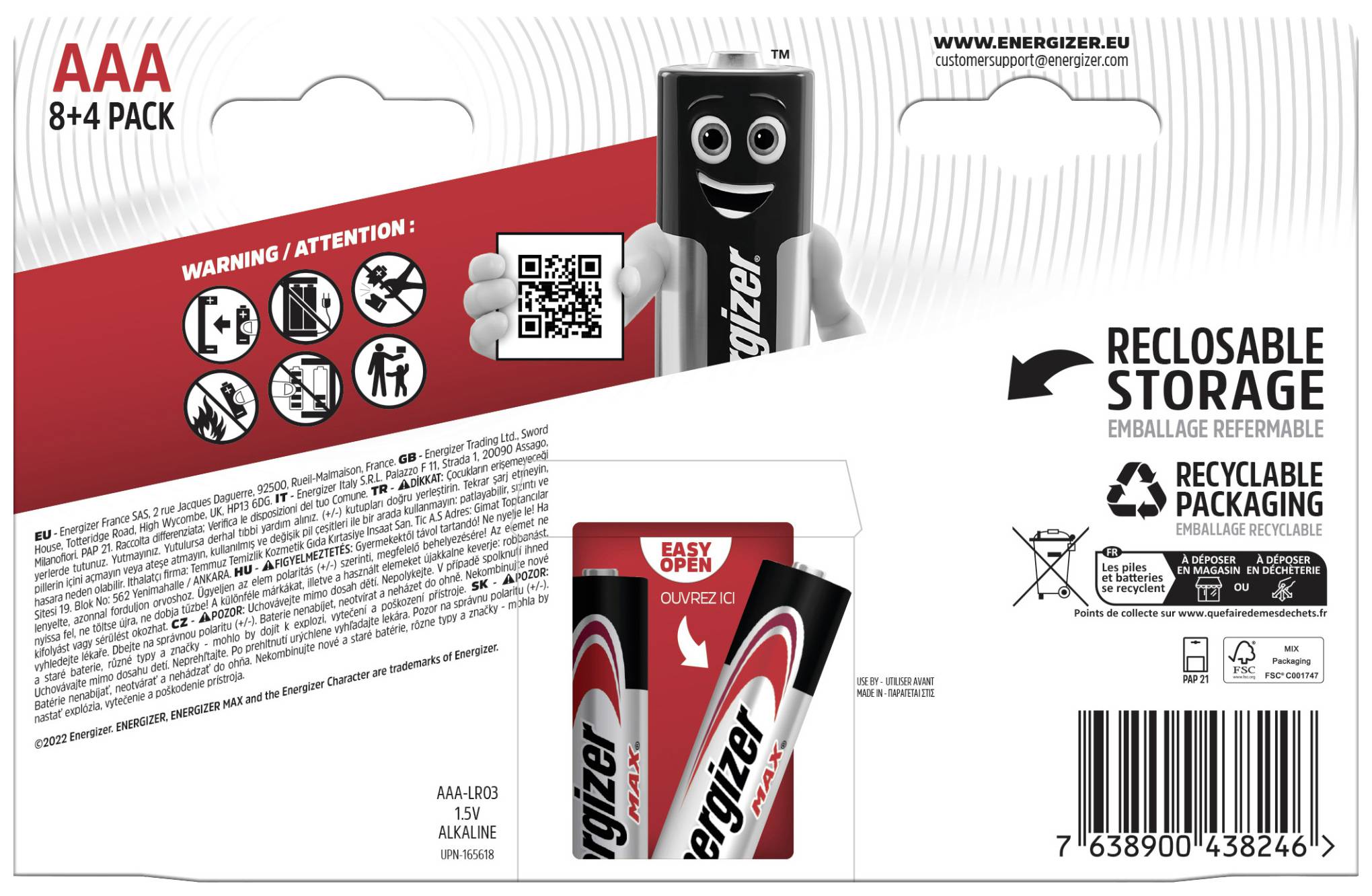 Energizer Max Micro (AAA)-Batterie Alkali-Mangan 1.5V 12St.