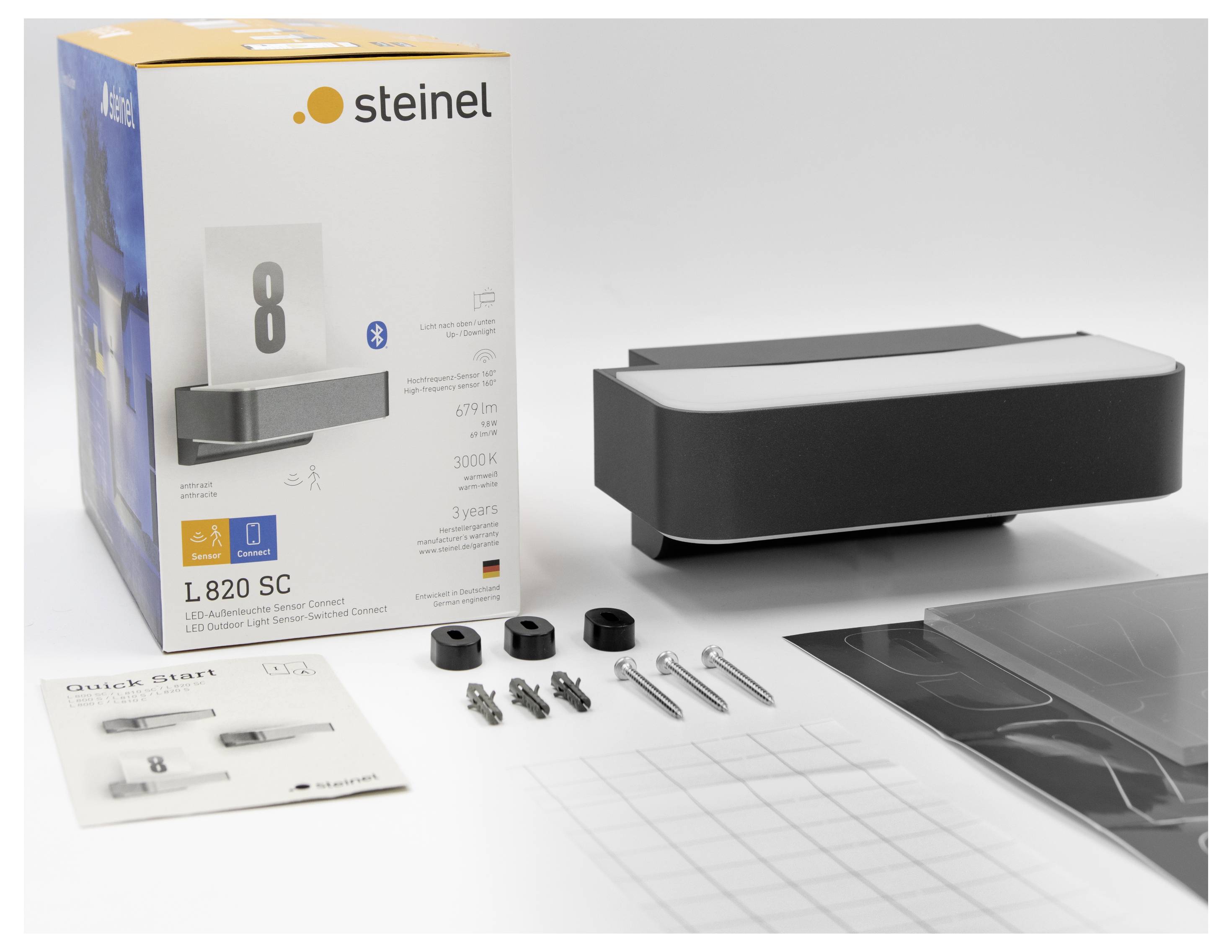 Steinel L 820 SC ANT 065713 Außenwandleuchte mit Bewegungsmelder 9.8 W Anthrazit