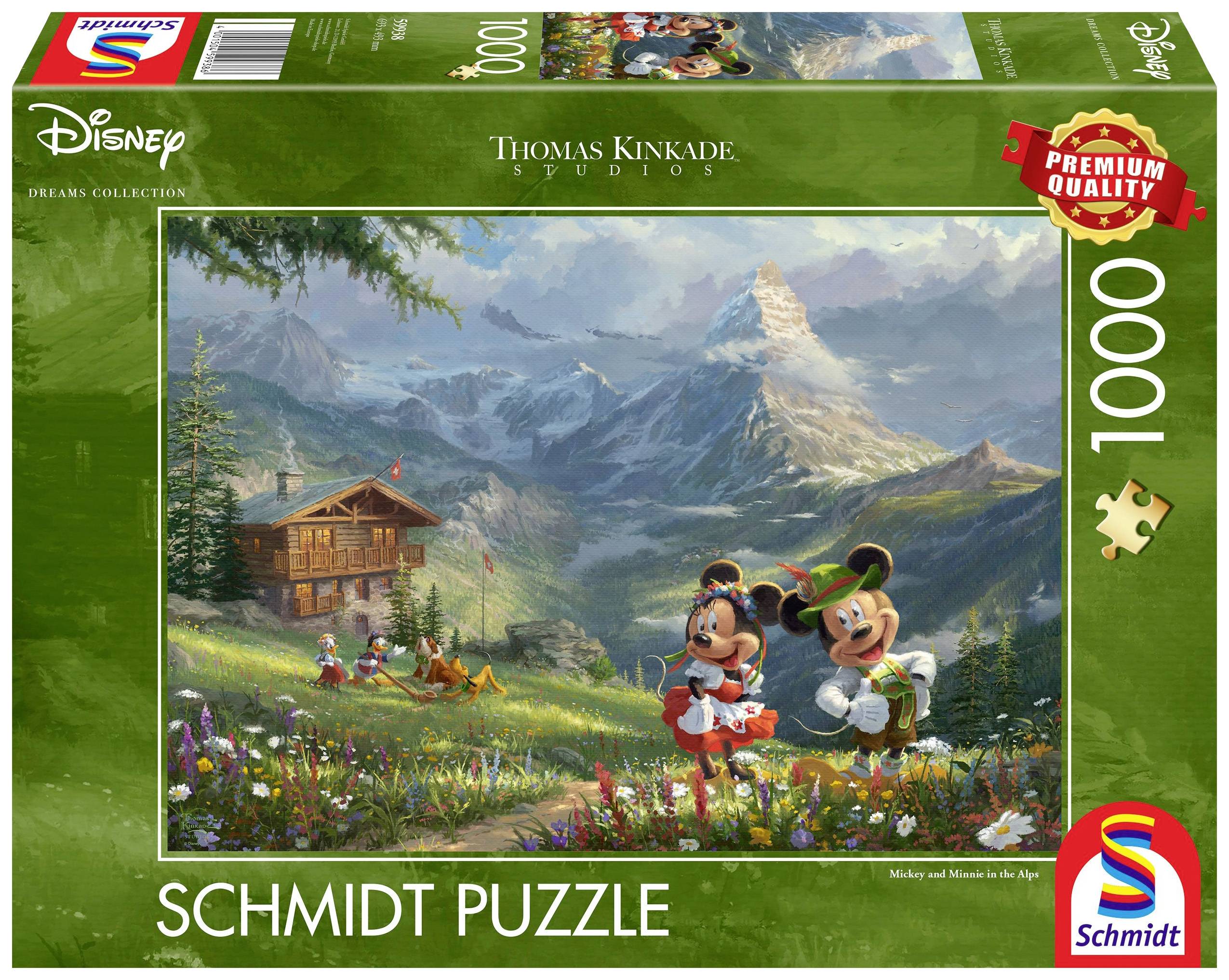 Schmidt Spiele Thomas Kinkade Studios: Disney Dreams Collections - Mickey & Minnie in den Alpen, 1000 Stück(e), Cartoons