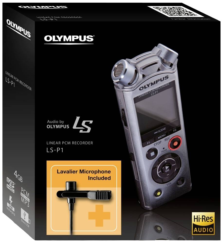 Olympus Digitales Diktiergerät LS-P1 Lavalier Kit Aufzeichnungsdauer (max.) 123 h Silber