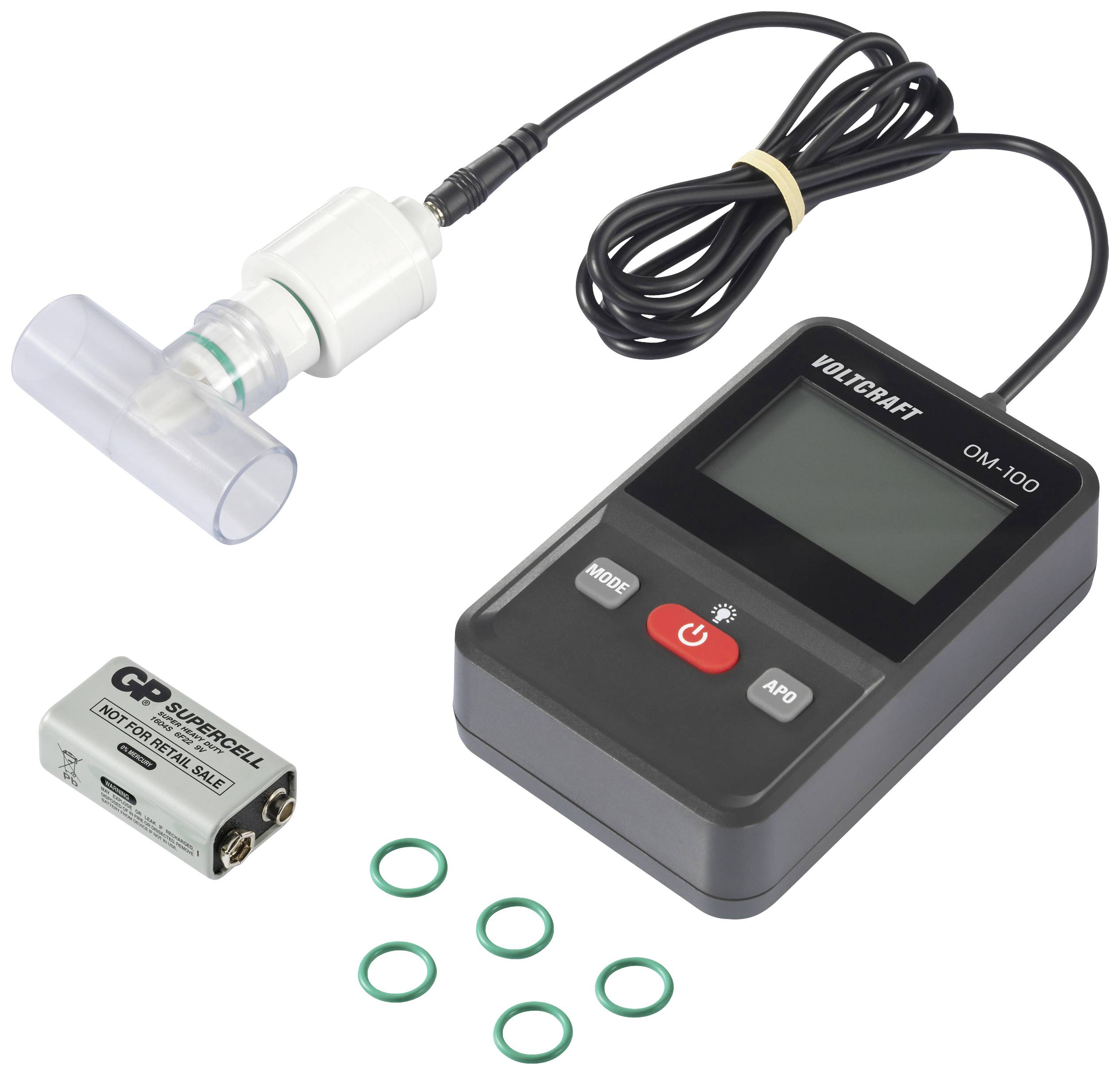 VOLTCRAFT OM-100 Sauerstoff-Messgerät 0 - 100% Sauerstoff-Messgerät kalibriert Werksstandard (ohne Zertifikat)