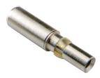 Metallischer Steckverbinder, zylindrische Form, mit goldenem Ring in der Mitte. Vorwiegend in technischen Anwendungen genutzt.