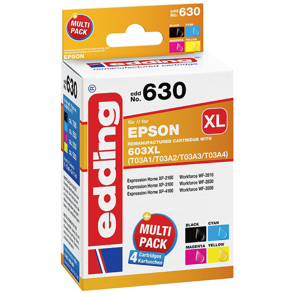 Edding Druckerpatrone ersetzt Epson 603XL, T03A6, T03A1, T03A2, T03A3, T03A4 Kompatibel Kombi-Pack