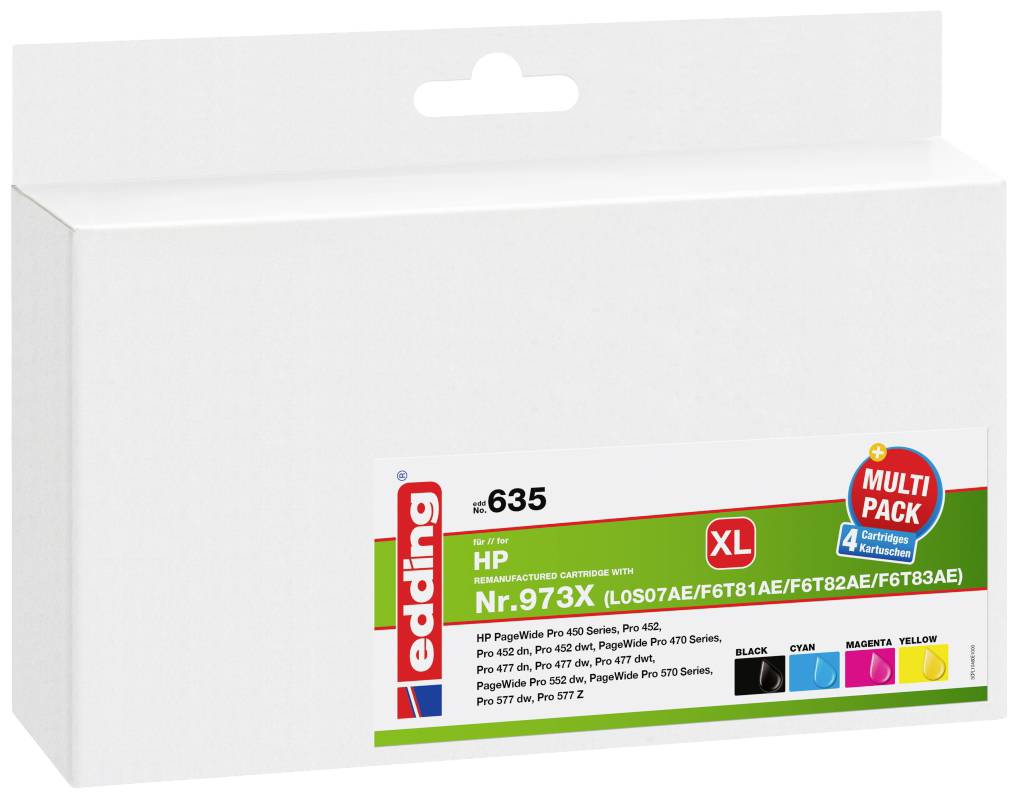 Edding Druckerpatrone ersetzt HP 973X, L0S07, F6T81, F6T82, F6T83 Kompatibel Color EDD-635 18-635