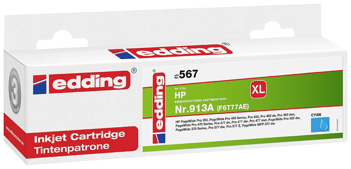 Edding Druckerpatrone ersetzt HP 913A, F6T77AE Kompatibel Cyan EDD-567 18-567