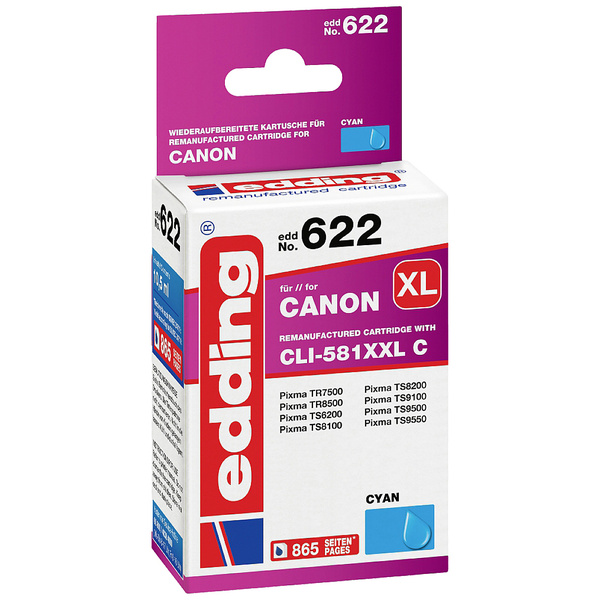 Edding Druckerpatrone ersetzt Canon CLI-581C XXL Kompatibel Cyan EDD-622 18-622