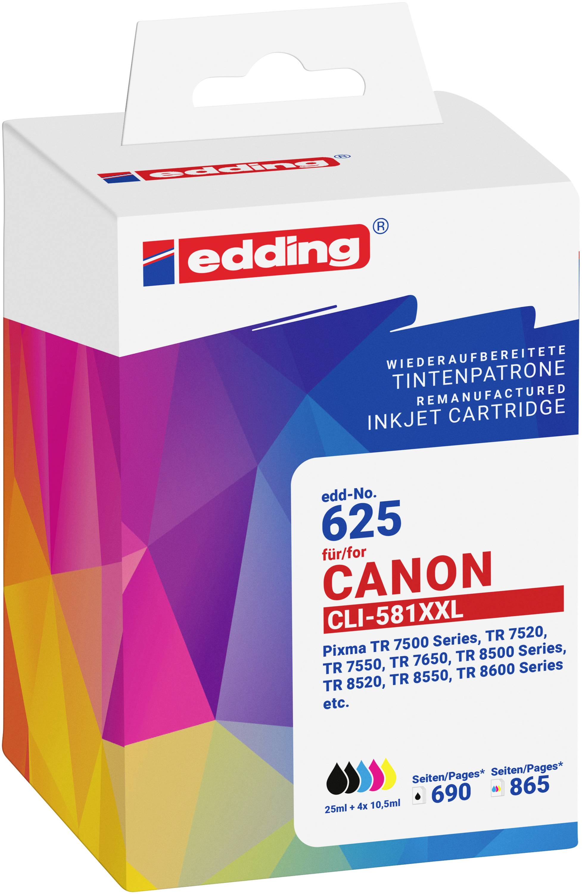 Edding Druckerpatrone ersetzt Canon PGI-580+CLI-581XXL Kompatibel Kombi-Pack Color EDD-625 18-625