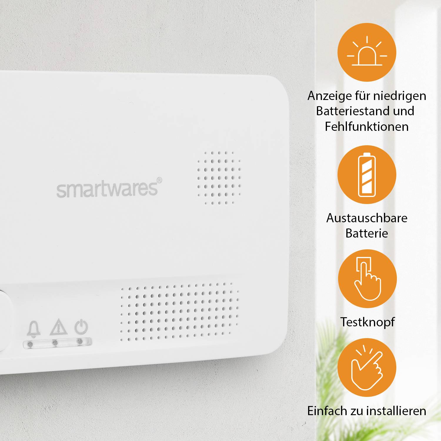 Smartwares FGA-13051 Kohlenmonoxid-Melder inkl. 5 Jahres-Batterie batteriebetrieben detektiert Kohlenmonoxid