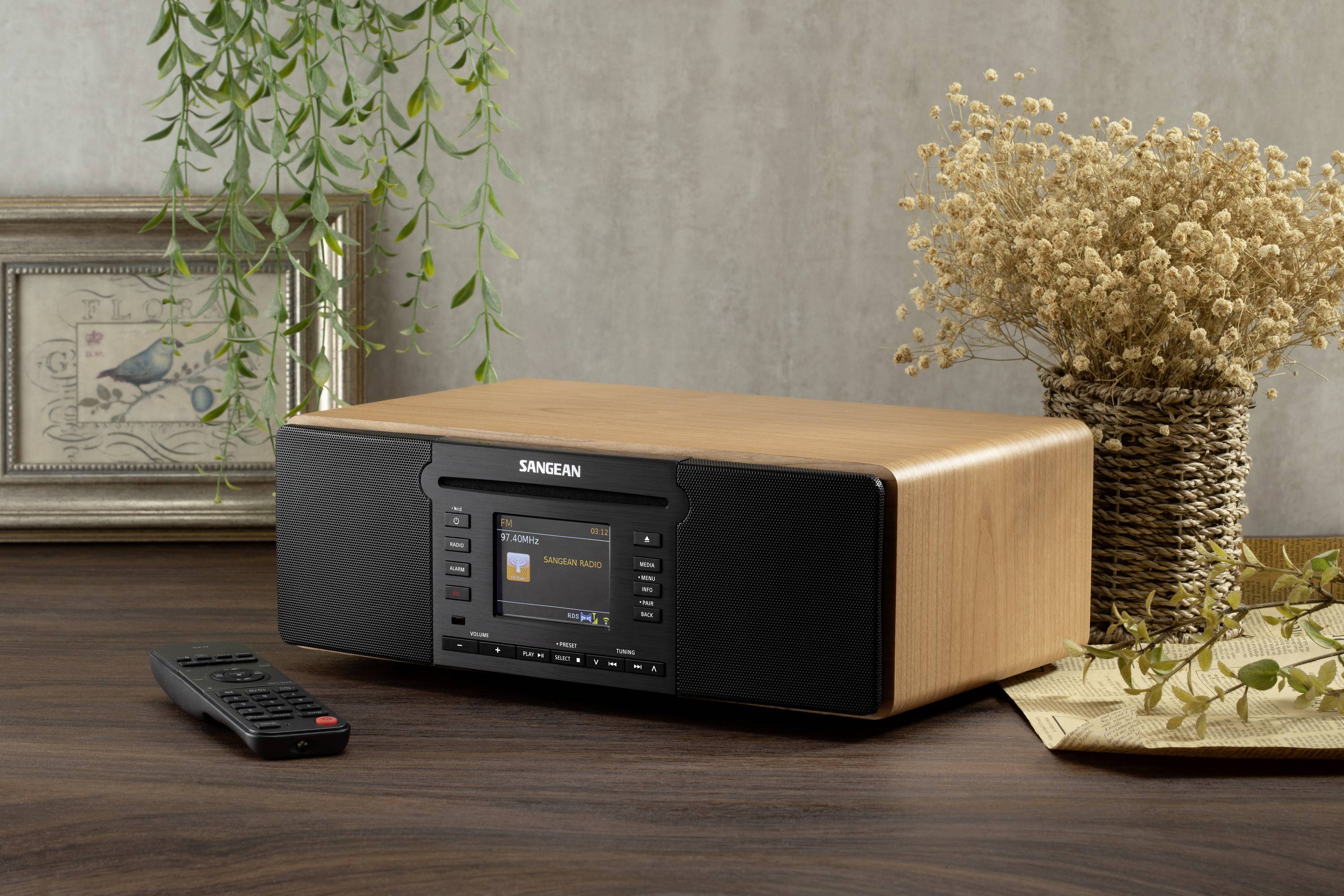 Sangean DDR-66 BT Internet CD-Radio Internet, DAB+, FM CD, USB, SD, AUX, Bluetooth®, Internetradio Aufnahmefunktion, Weckfunktion Schwarz, Walnuss