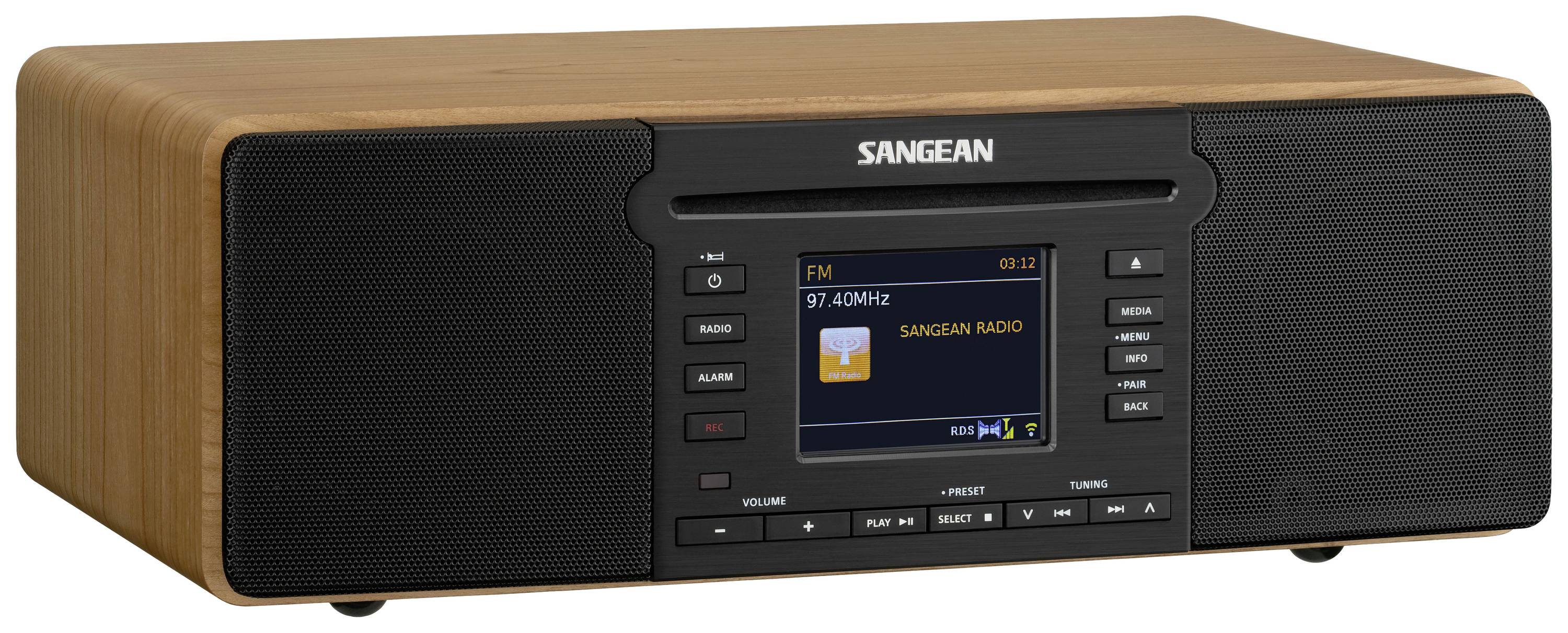 Sangean DDR-66 BT Internet CD-Radio Internet, DAB+, FM CD, USB, SD, AUX, Bluetooth®, Internetradio Aufnahmefunktion, Weckfunktion Schwarz, Walnuss