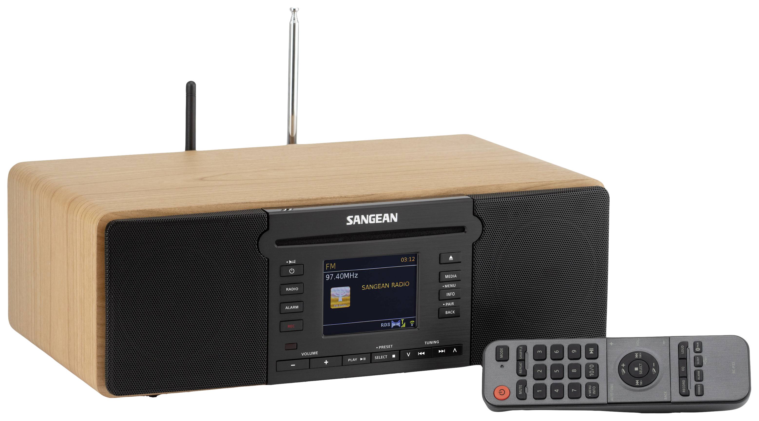 Sangean DDR-66 BT Internet CD-Radio Internet, DAB+, FM CD, USB, SD, AUX, Bluetooth®, Internetradio Aufnahmefunktion, Weckfunktion Schwarz, Walnuss