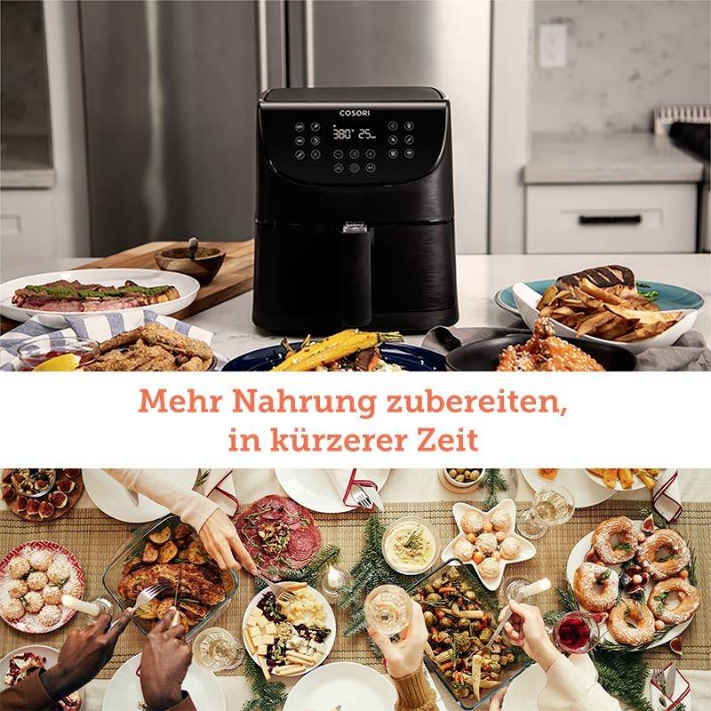 Cosori CS158-AF-RXB Heißluft-Fritteuse 5.5l 1700W App steuerbar, Antihaftbeschichtung, mit Display, BPA-frei, Überhitzungsschutz