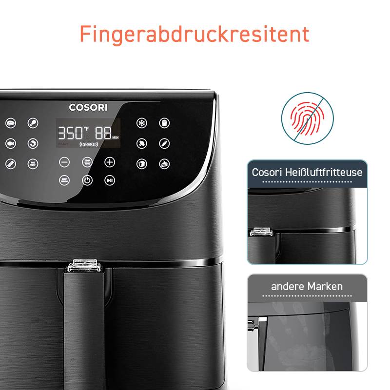 Cosori CS158-AF-RXB Heißluft-Fritteuse 5.5l 1700W App steuerbar, Antihaftbeschichtung, mit Display, BPA-frei, Überhitzungsschutz