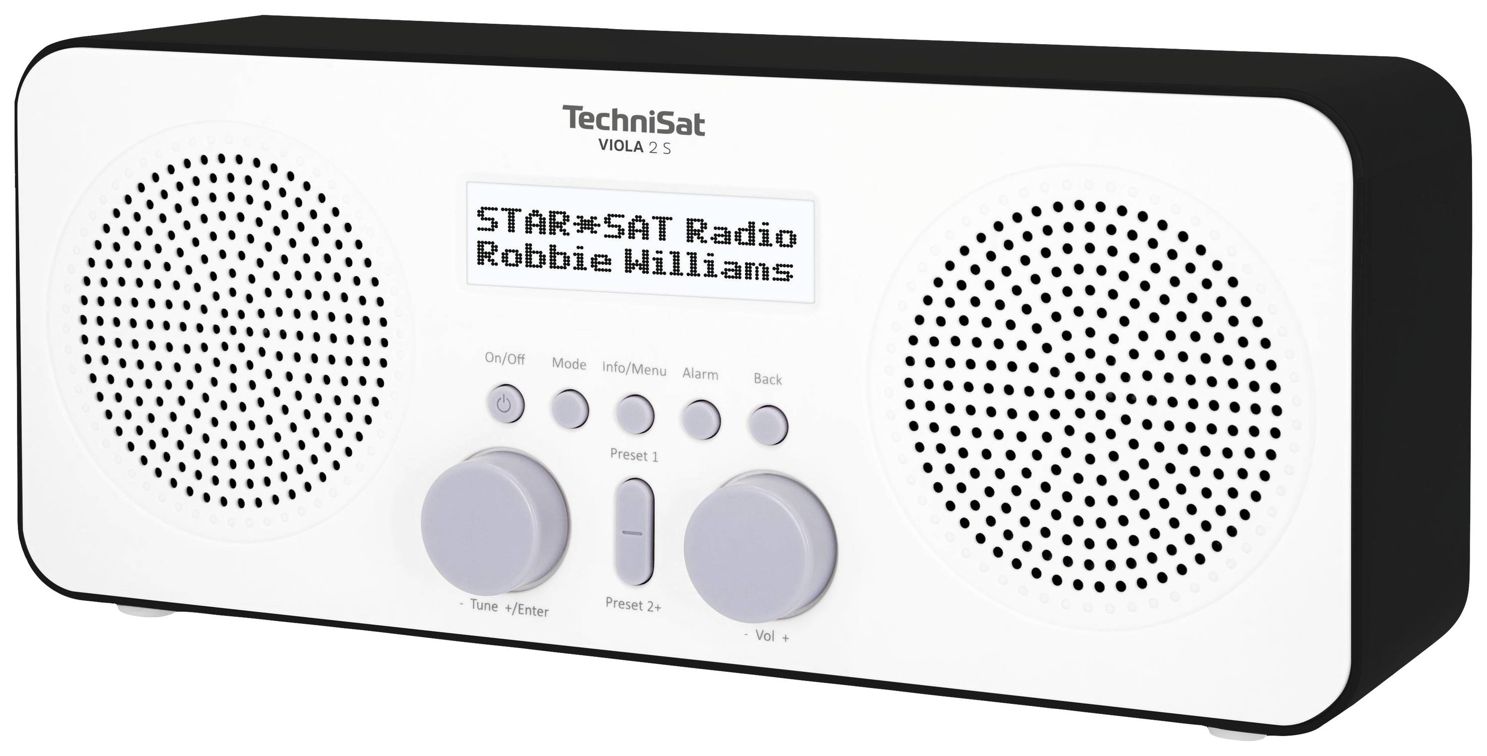 TechniSat Viola 2 S, weiß/schwarz Kofferradio DAB+, UKW Inkl. Lautsprecherbox, Weckfunktion Weiß/Schwarz