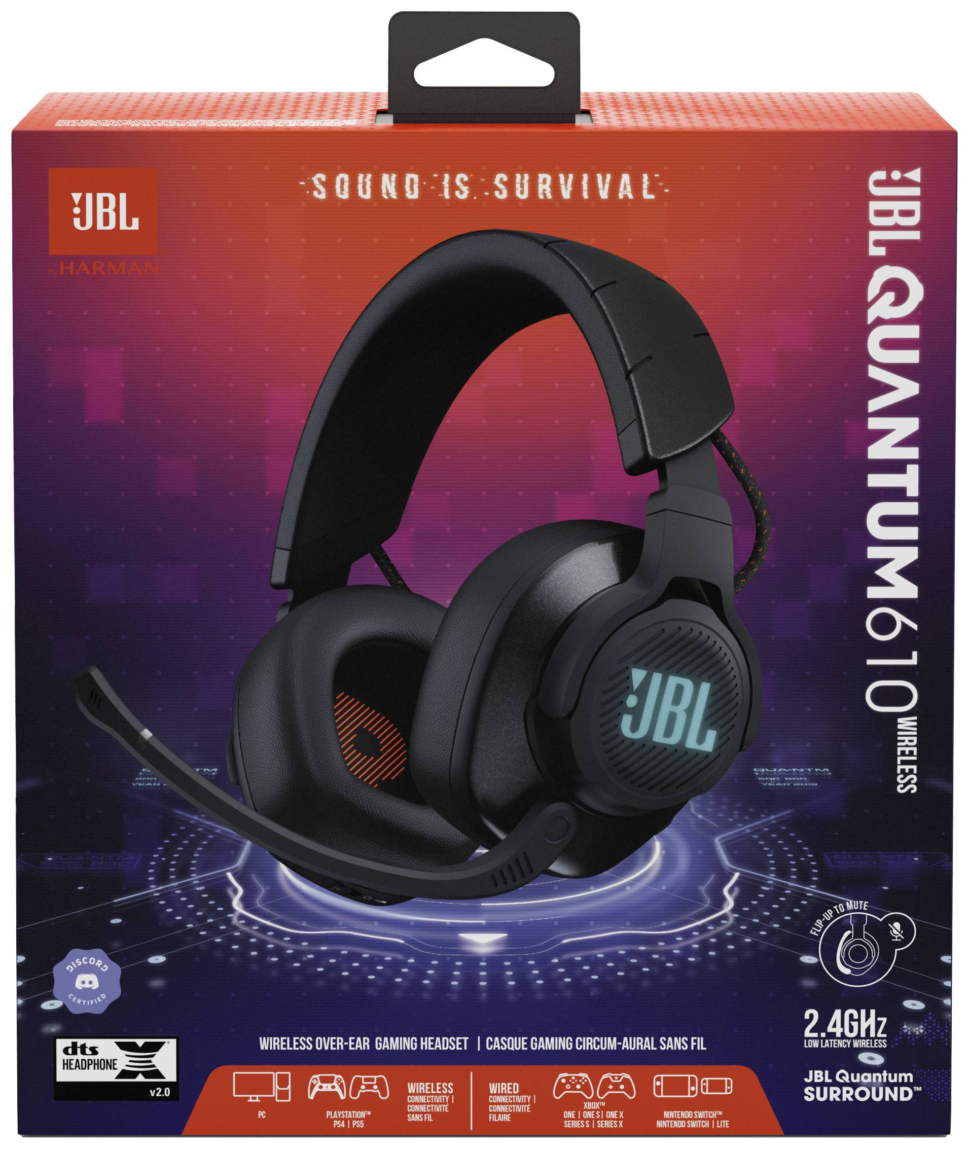 JBL QUANTUM 610 BLK Over Ear Headset Funk Schwarz Mikrofon-Rauschunterdrückung Mikrofon-Stummschaltung Gaming